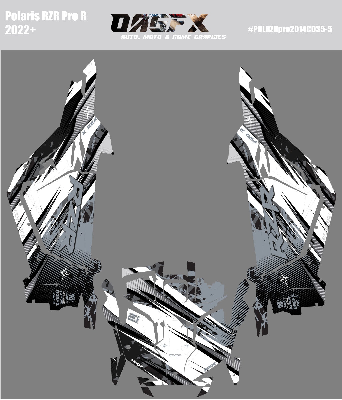 2022-2024 Polaris RZR Pro R OAGFX Graphics Kit D35-5 Gray