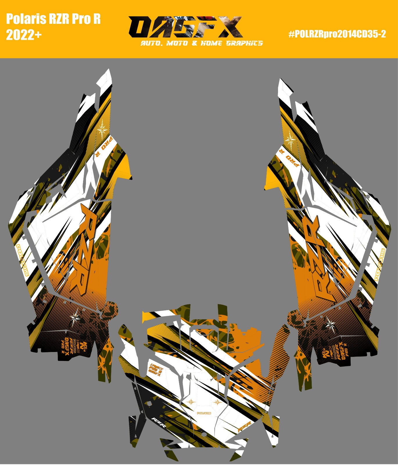 2022-2024 Polaris RZR Pro R OAGFX Graphics Kit D35-2 Orange