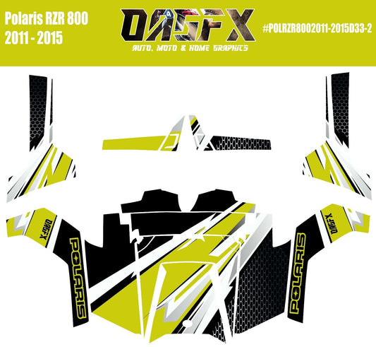 2011 - 2015 Polaris RZR 800 Graphics Kit D33-2 Yellow