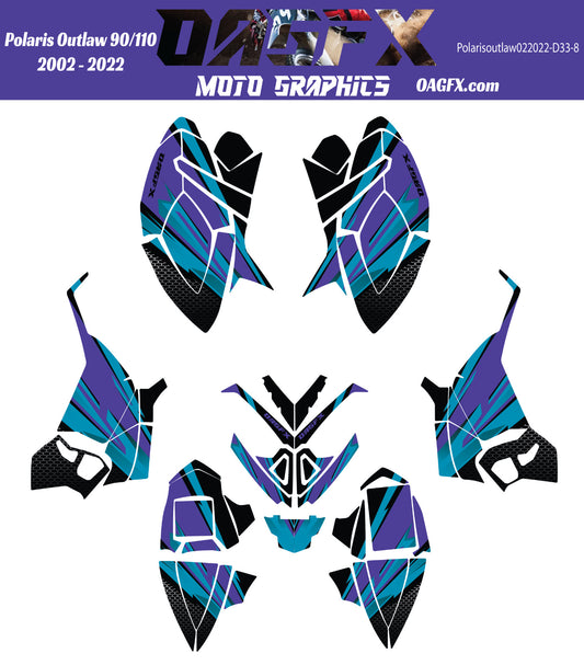 2002 - 2022 Polaris Outlaw 90 110 Graphic Kit -  D33-8 Crazy Purple