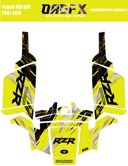 2007 - 2010 Polaris RZR 800 Graphics Kit D48-3 Yellow