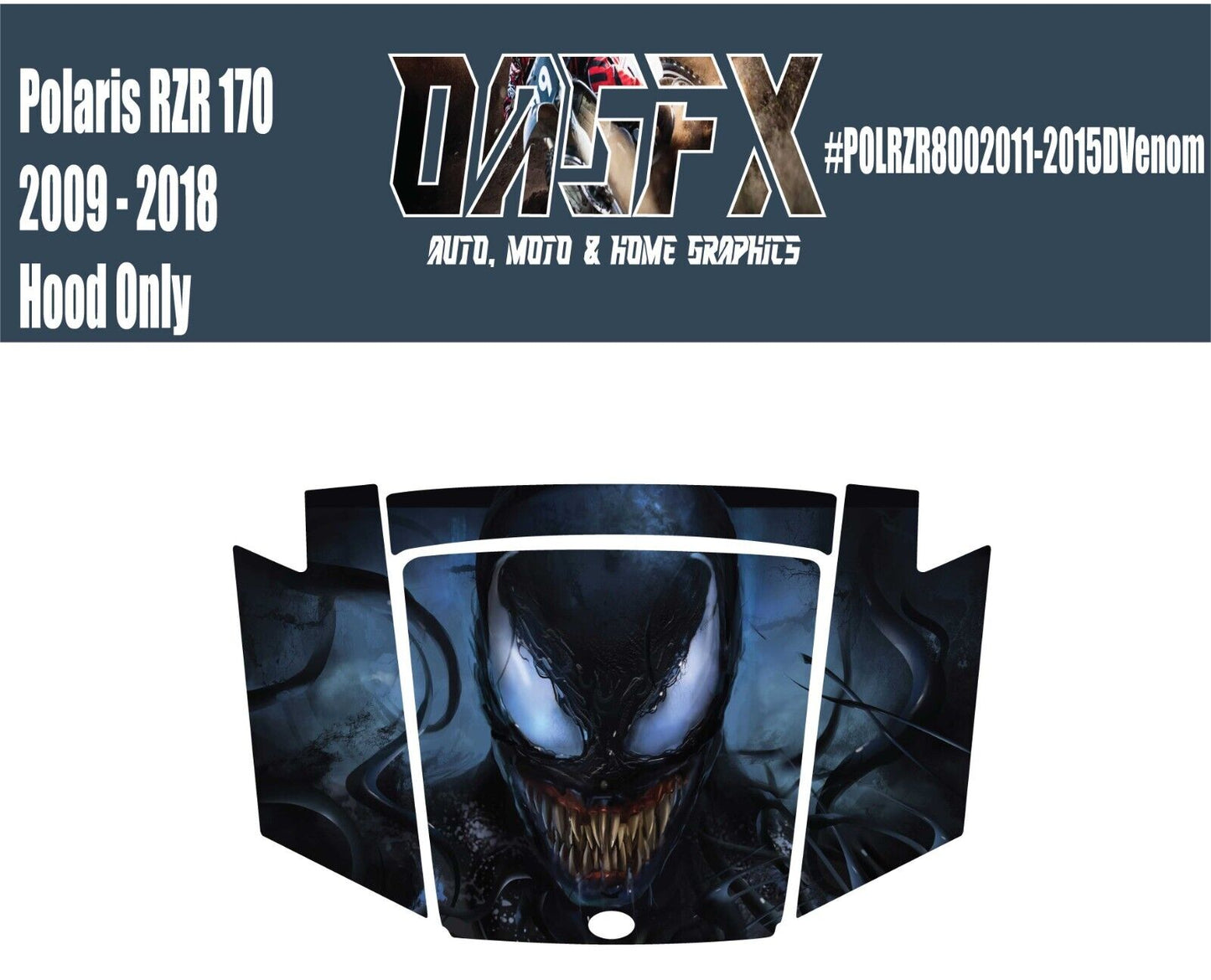 2009 - 2018 Polaris RZR 170 UTV Hood Graphic Decal Venom