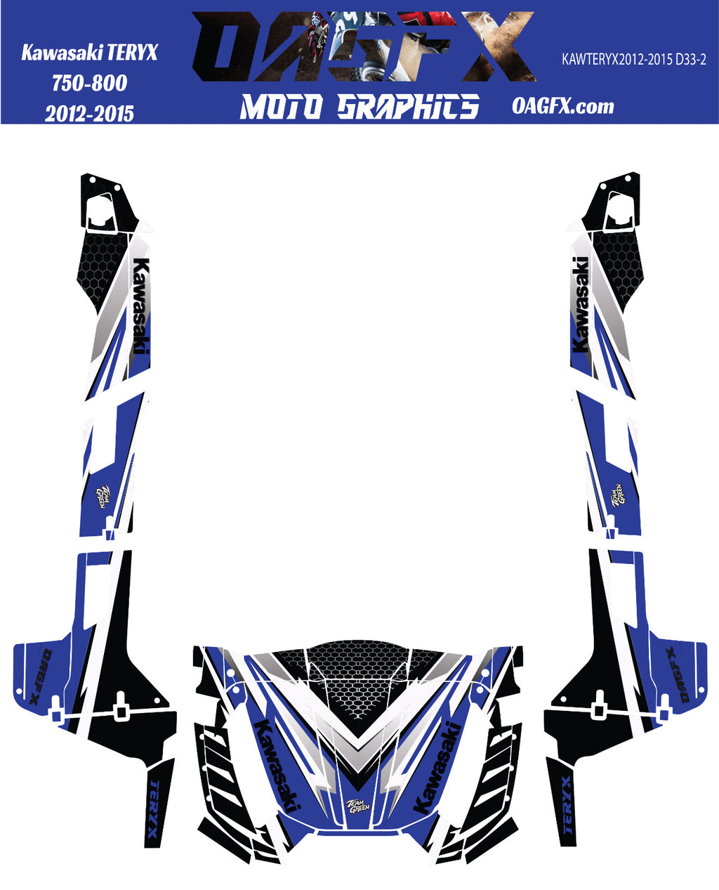 2012 -2015 Kawasaki Teryx 4 750 800 Graphic Kit Pro Edition D33-2 Blue