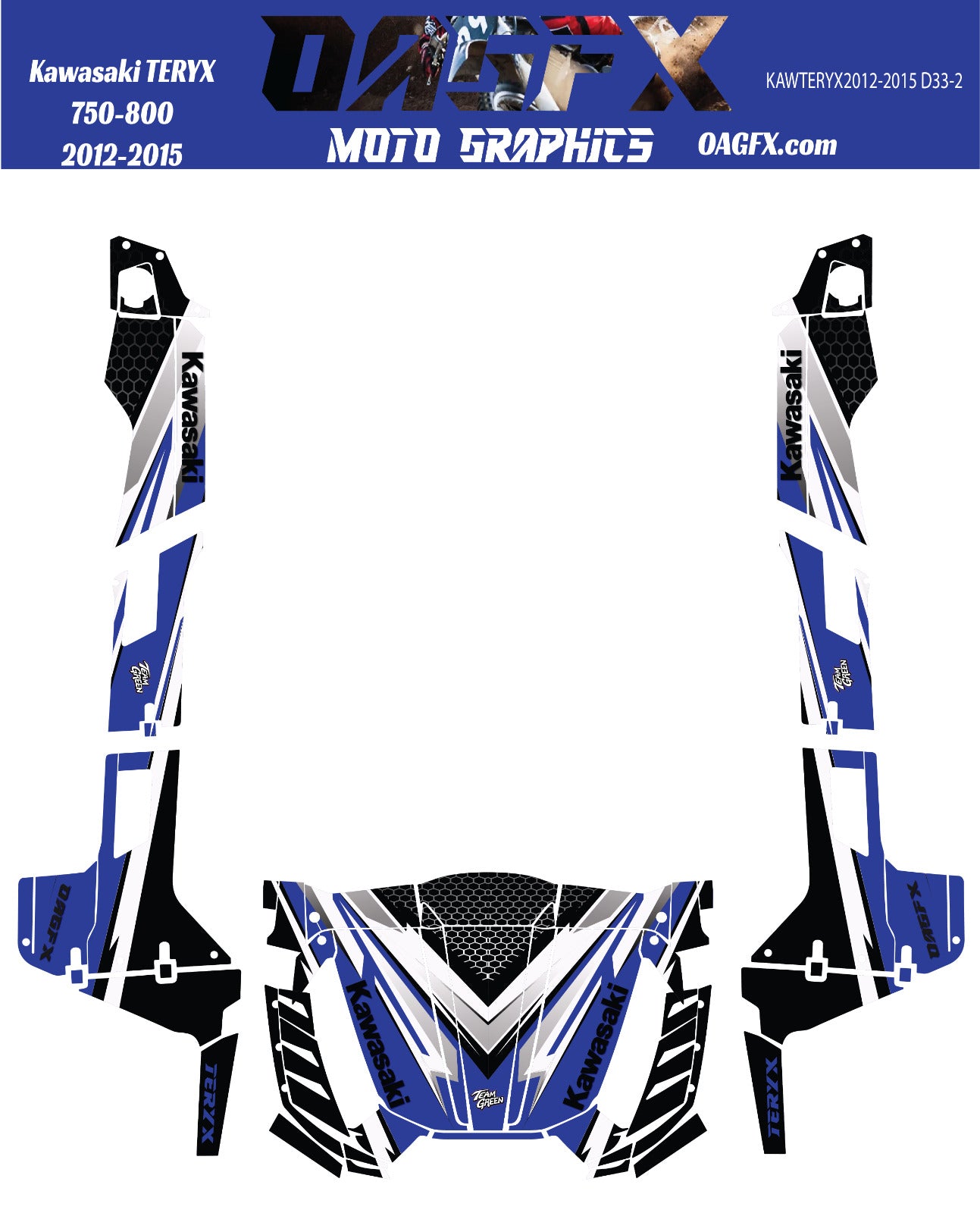 2012 -2015 Kawasaki Teryx 4 750 800 Graphic Kit Pro Edition D33-2 Blue