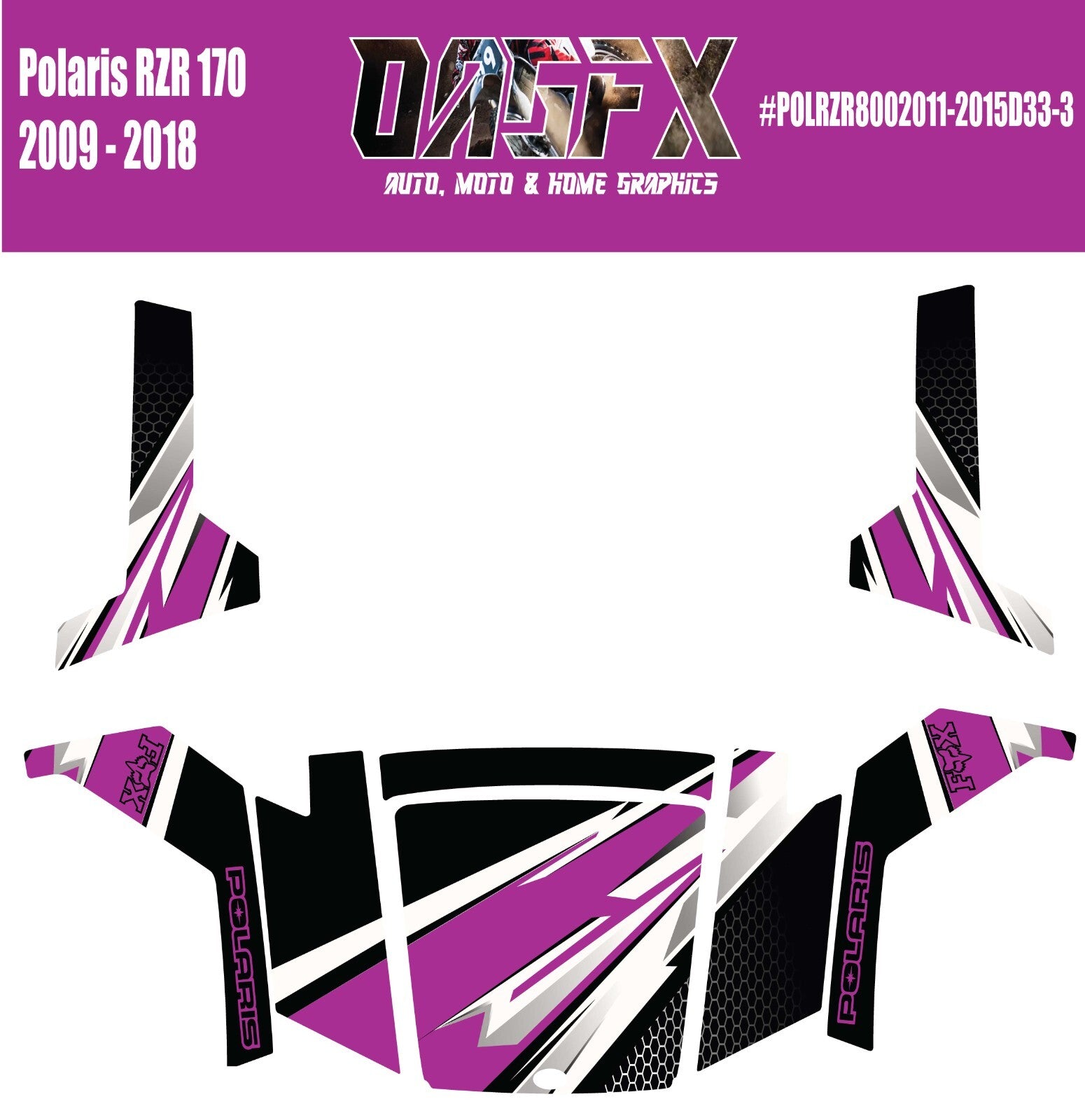 2009 - 2018 Polaris RZR 170 UTV Graphics Kit D33-3 Purple