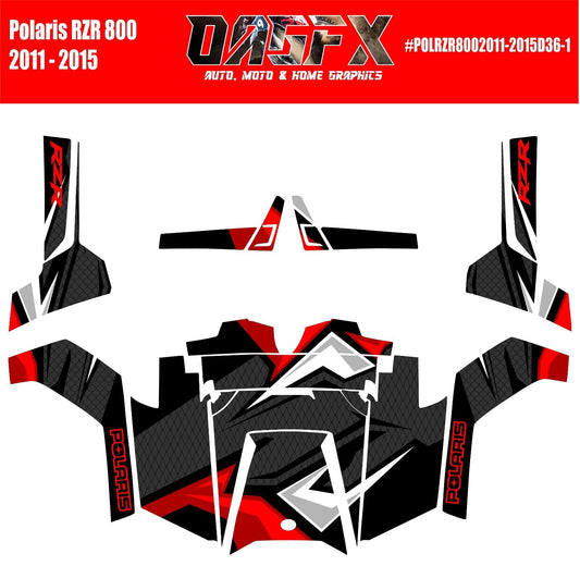 2011 - 2015 Polaris RZR 800 Graphics Kit D36-1 Red