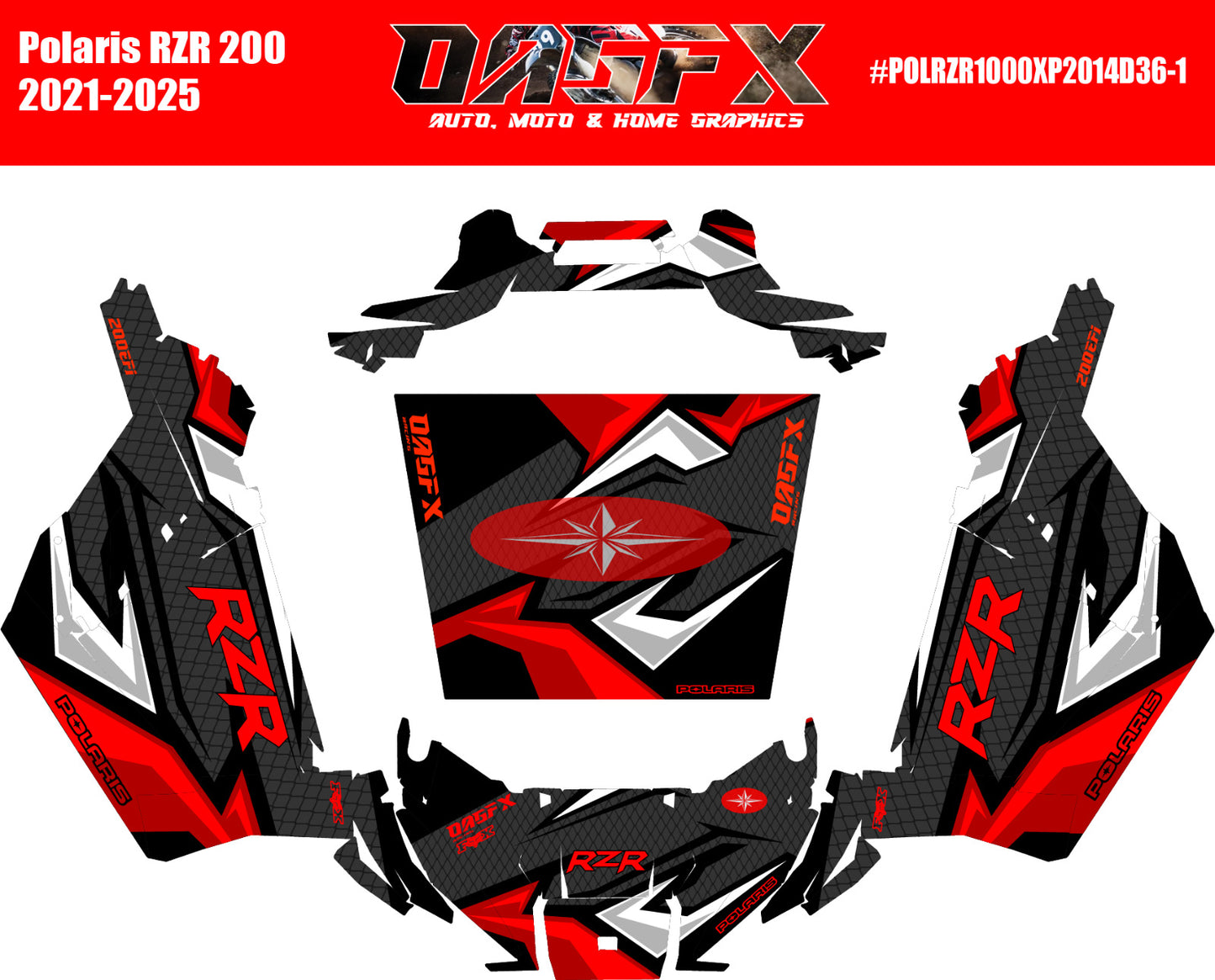 2021-2025 Polaris RZR 200 EFI UTV Graphics Kit D36-1