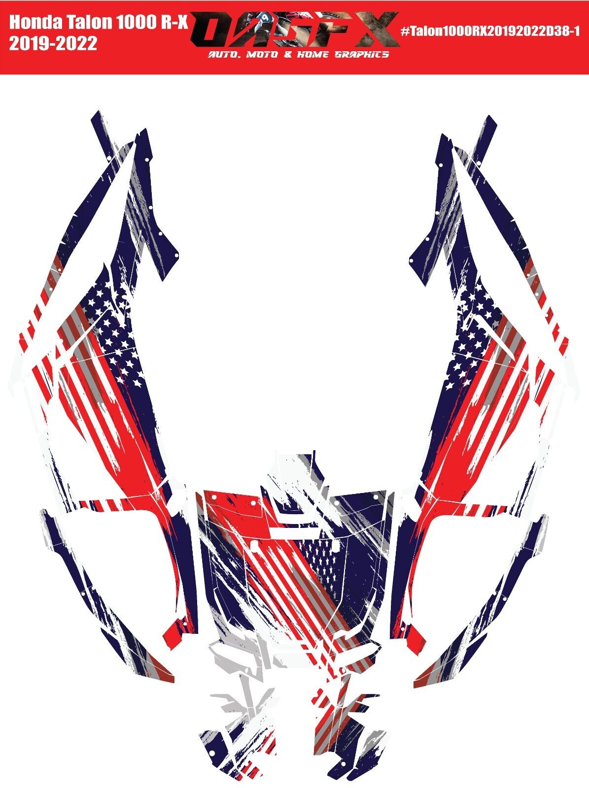 2019-2022 Honda Talon 1000R 1000X 2 Door Graphics Kit - Pro Ed D38-1 Flag