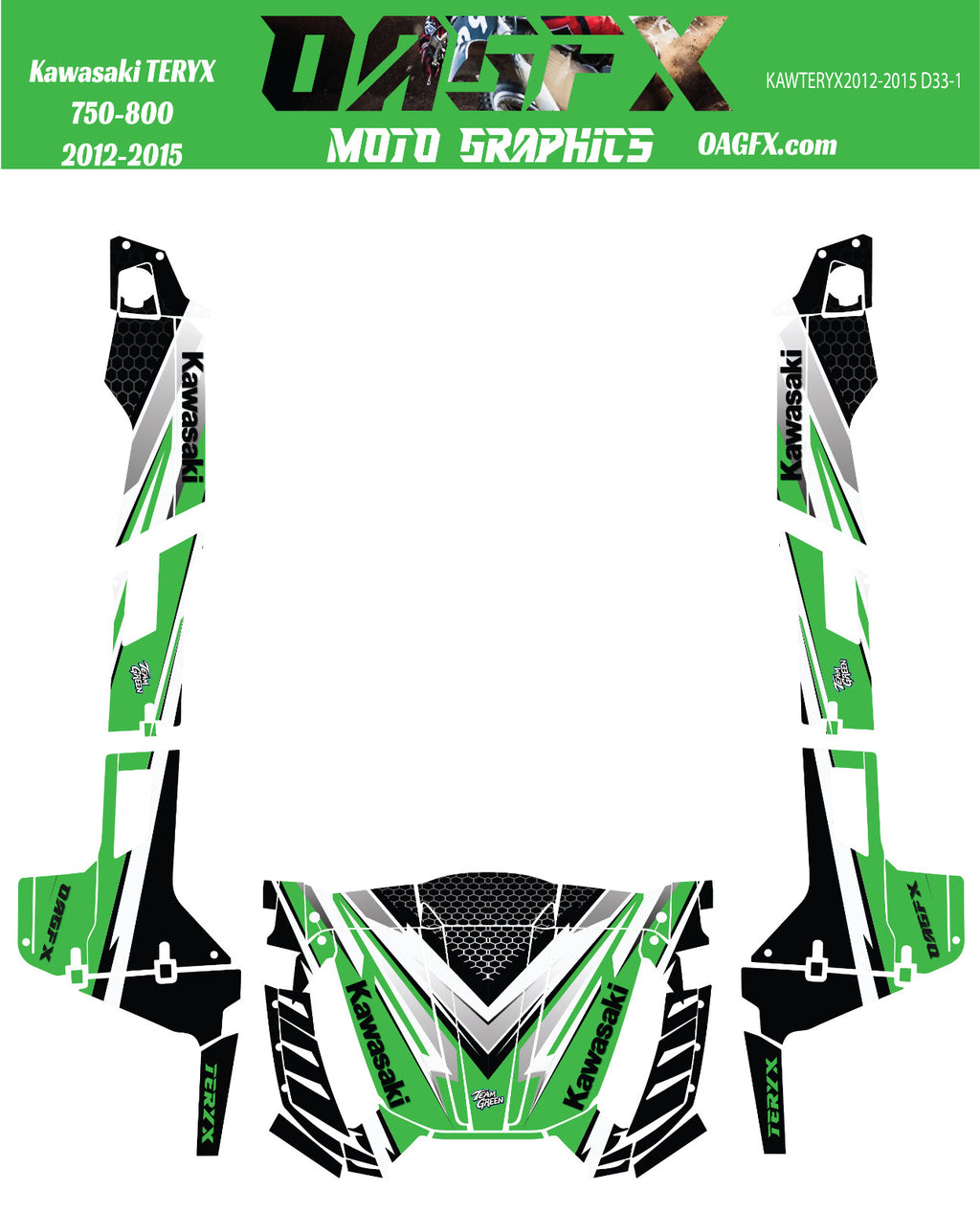 2012 -2015 Kawasaki Teryx 4 750 800 Graphic Kit Pro Edition D33-1 Green