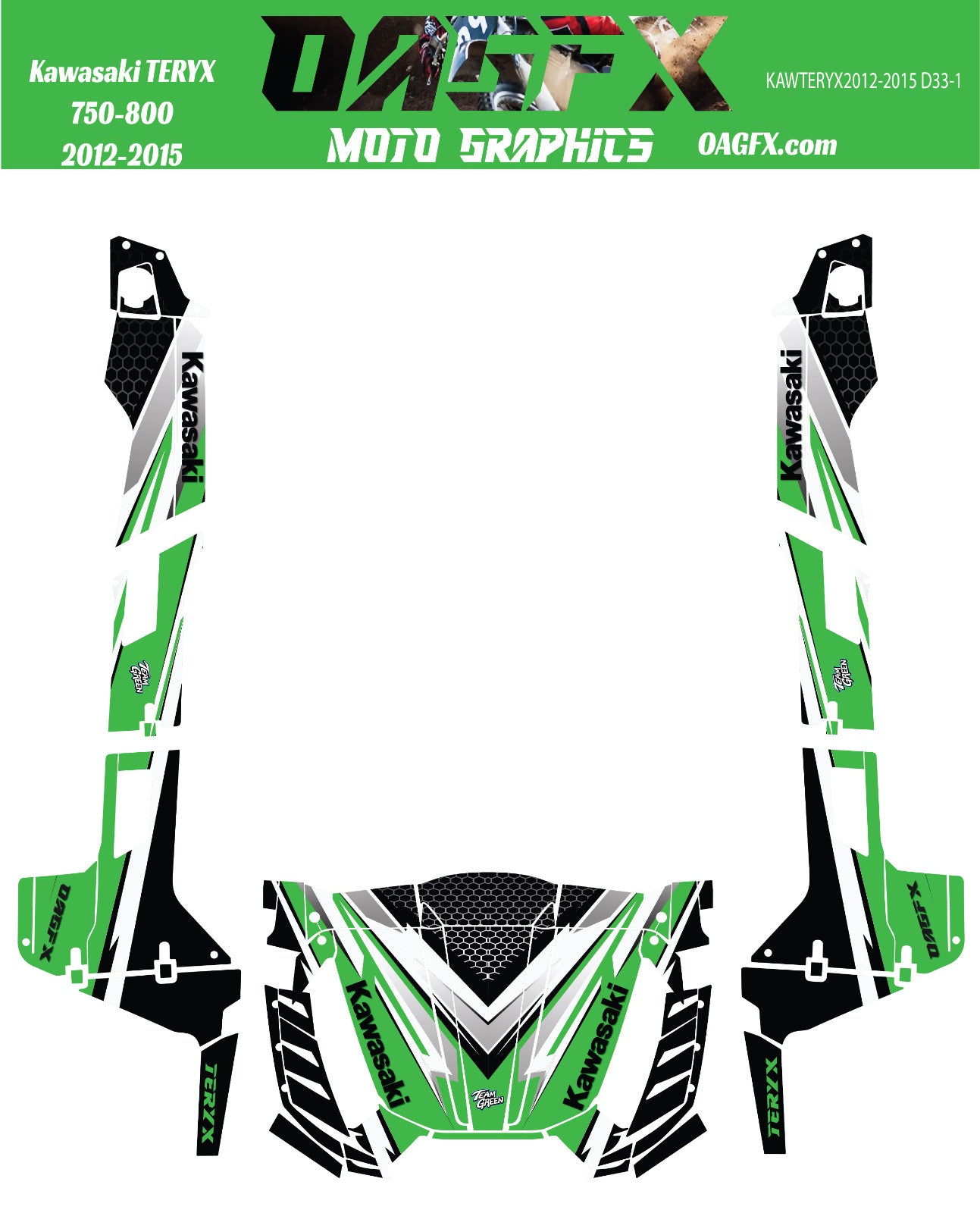 2012 -2015 Kawasaki Teryx 4 750 800 Graphic Kit Pro Edition D33-1 Green