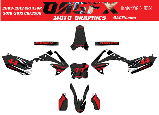 2009 -12 CRF450 2010-13 CRF250R  Graphics Kit - Pro Ed D36-1 Red