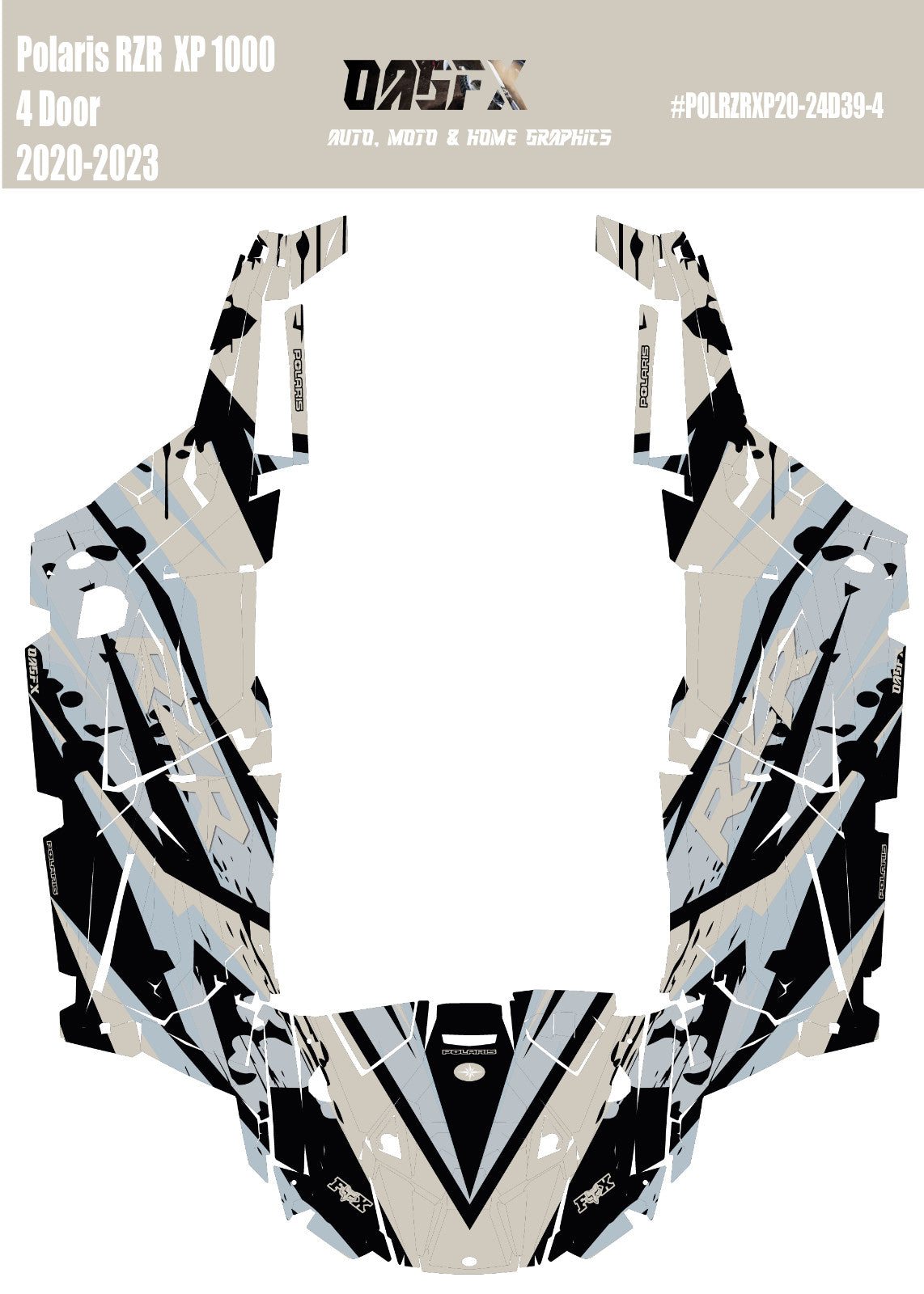 2020 - 2023 Polaris RZR  XP 1000 4 Door  Graphics Kit D39-4 Gray
