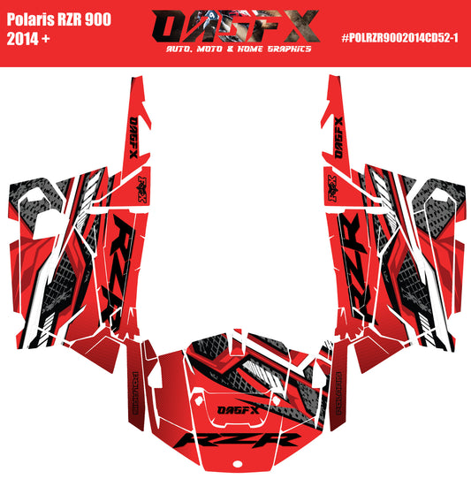 2014 + Polaris RZR 900  OAGFX Graphics Kit D52-1 Red