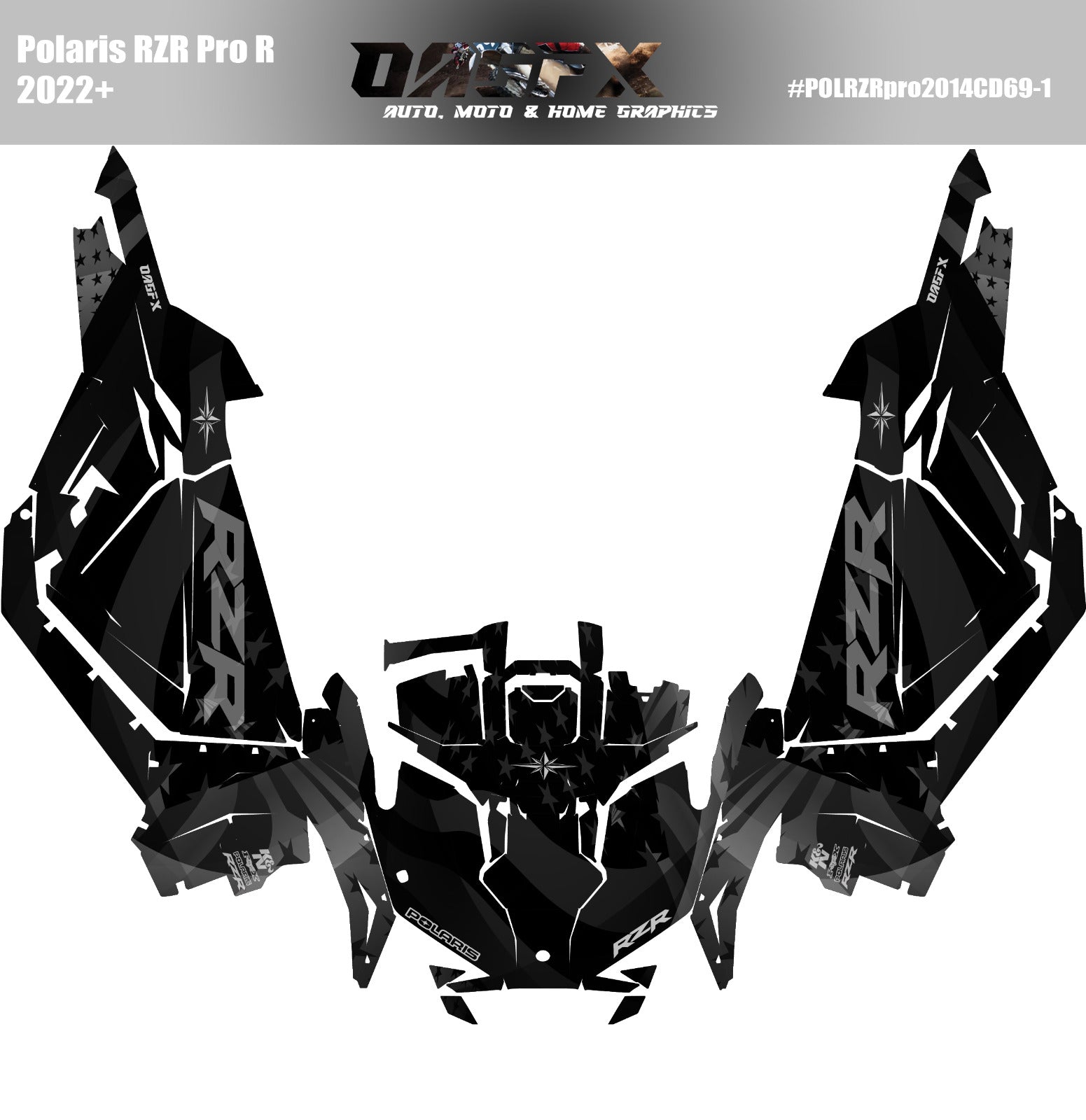 2022-2024 Polaris RZR Pro R OAGFX Graphics Kit D69-1 Stealth Flag USA
