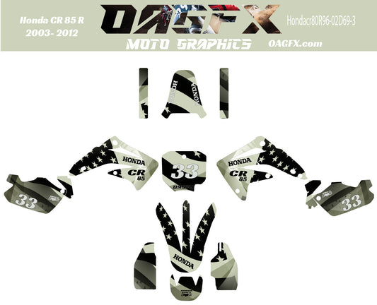 2003 - 2012 Honda CR 85  OAGFX Graphics Kit - D69-3 USA Flag  CR85