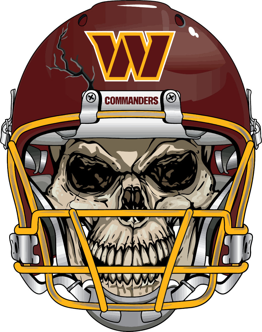 Washington Commanders Skull ~ Vinyl Decal Multiple Sizes