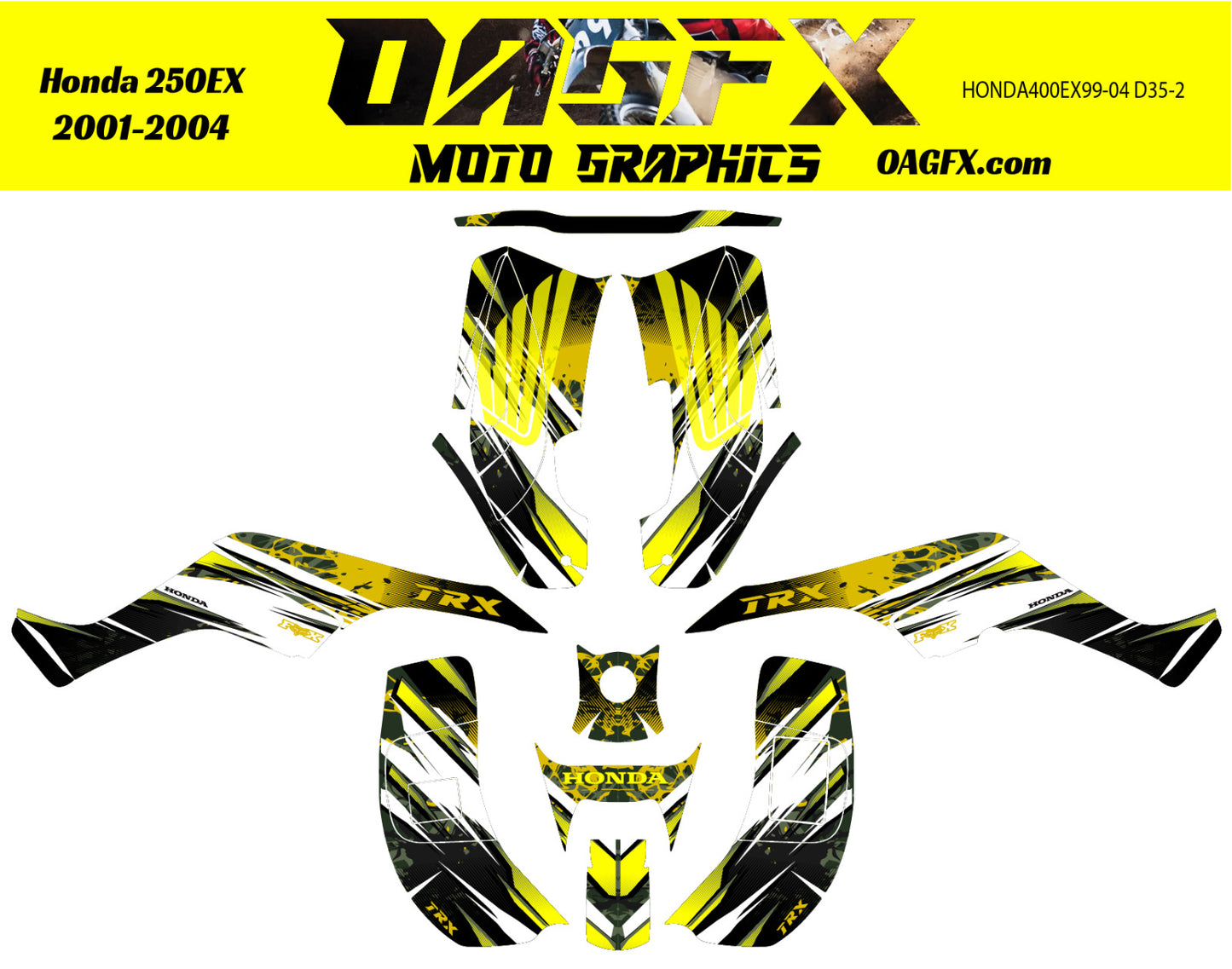 2001 - 2004 Honda TRX 250 EX Graphics Kit - Pro Ed D35-2 Yellow