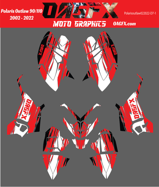 2002 - 2022 Polaris Outlaw 90 110 Graphic Kit -  D7-1 Red