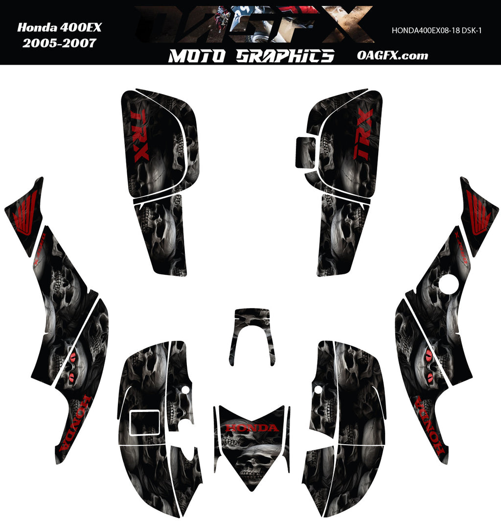 2005-2007 Honda TRX 400 EX Graphics Kit - Pro Ed DSK-1 Skulls