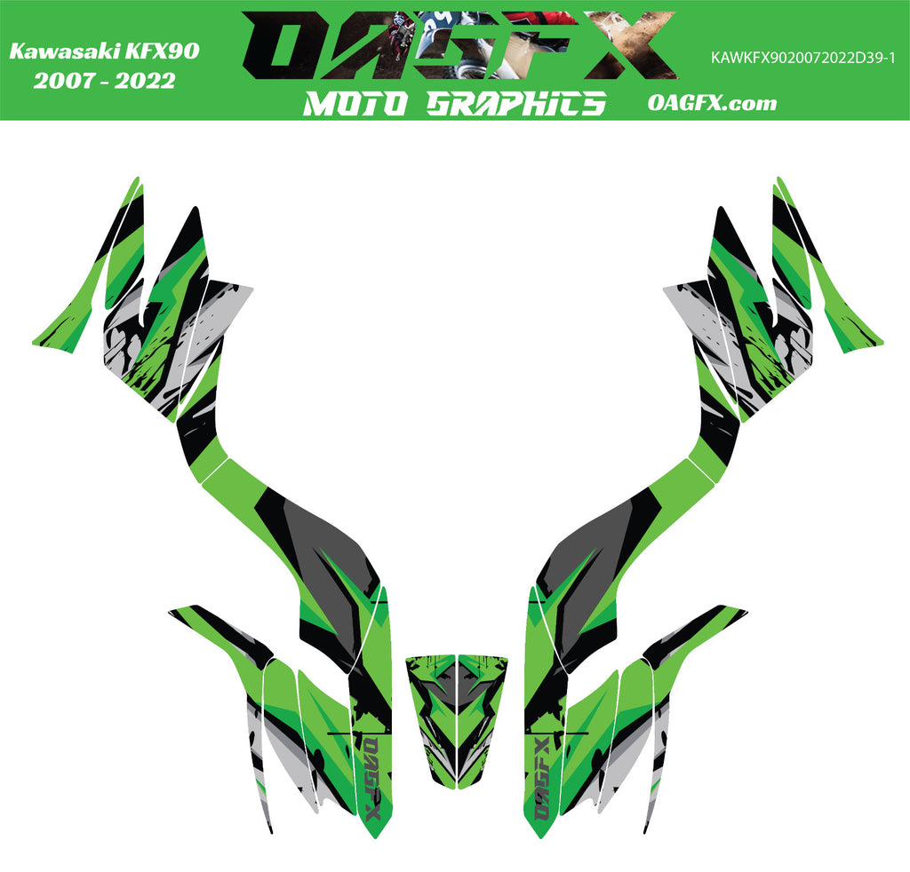 2007 - 2022 Kawasaki KFX 50 90 Graphic Kit -  D39-1 Green