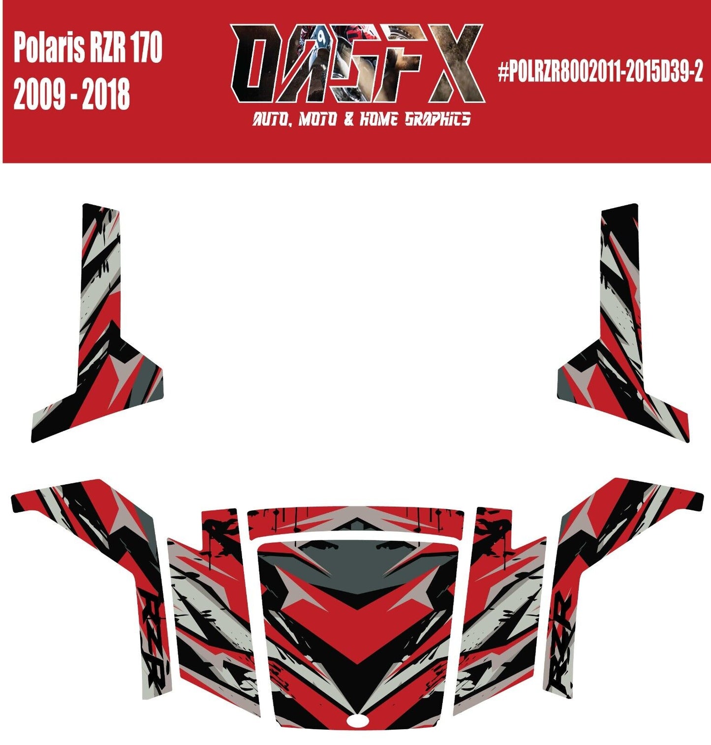 2009 - 2018 Polaris RZR 170 UTV Graphics Kit D39-2 Red