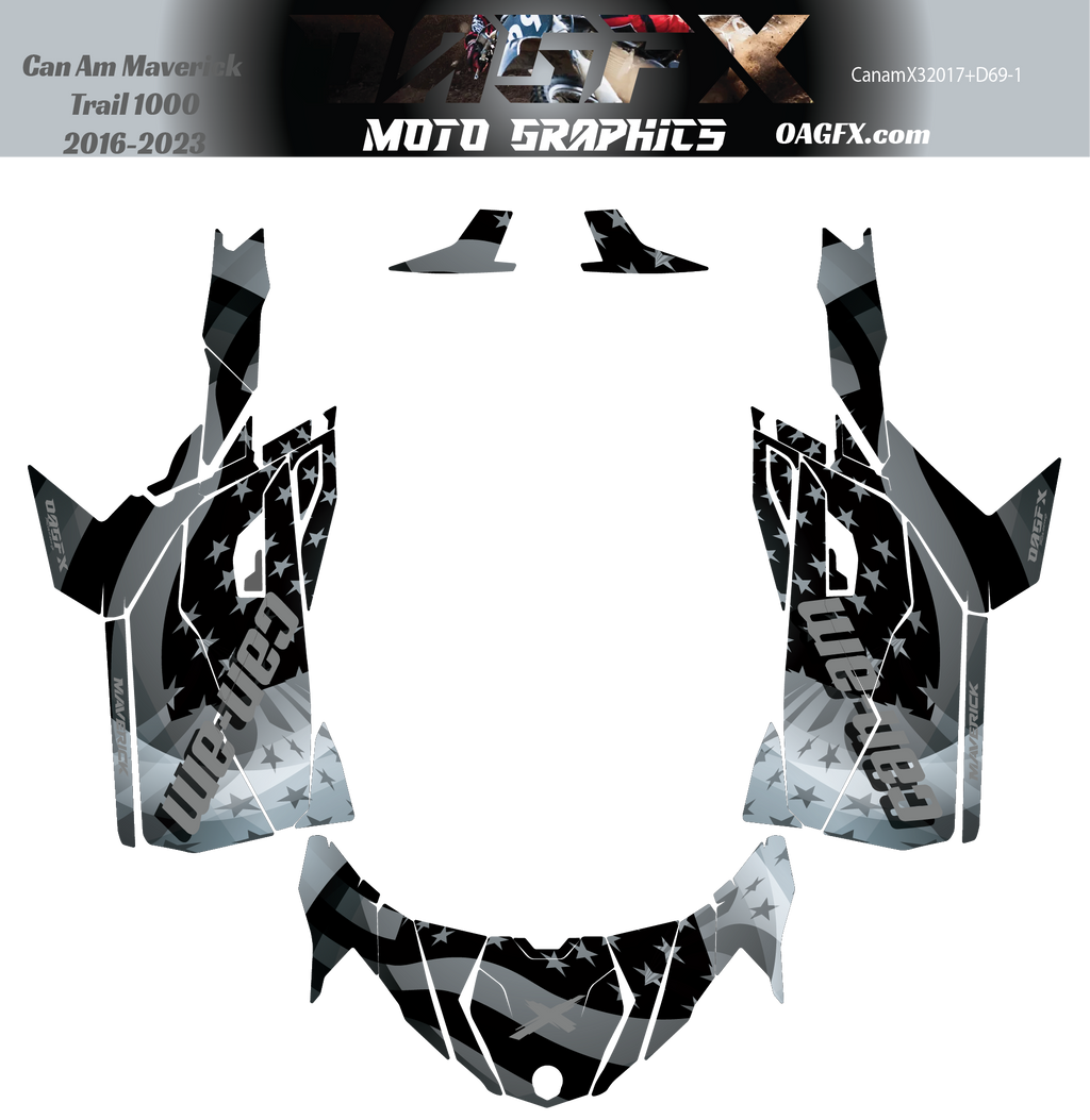 2016-2023 Can Am Maverick Trail 1000 Graphics Kit D69-1 USA Flag