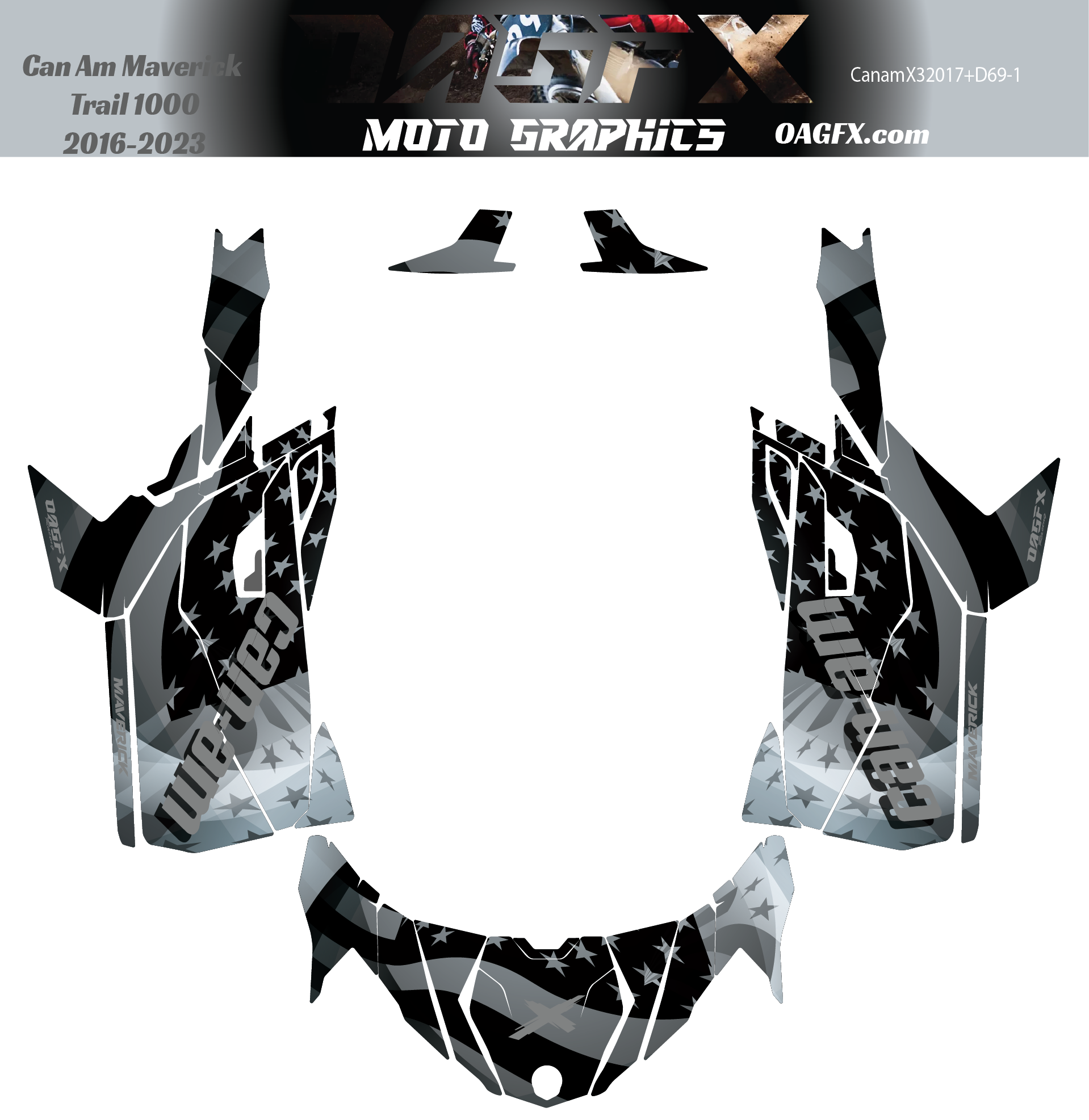 2016-2023 Can Am Maverick Trail 1000 Graphics Kit D69-1 USA Flag
