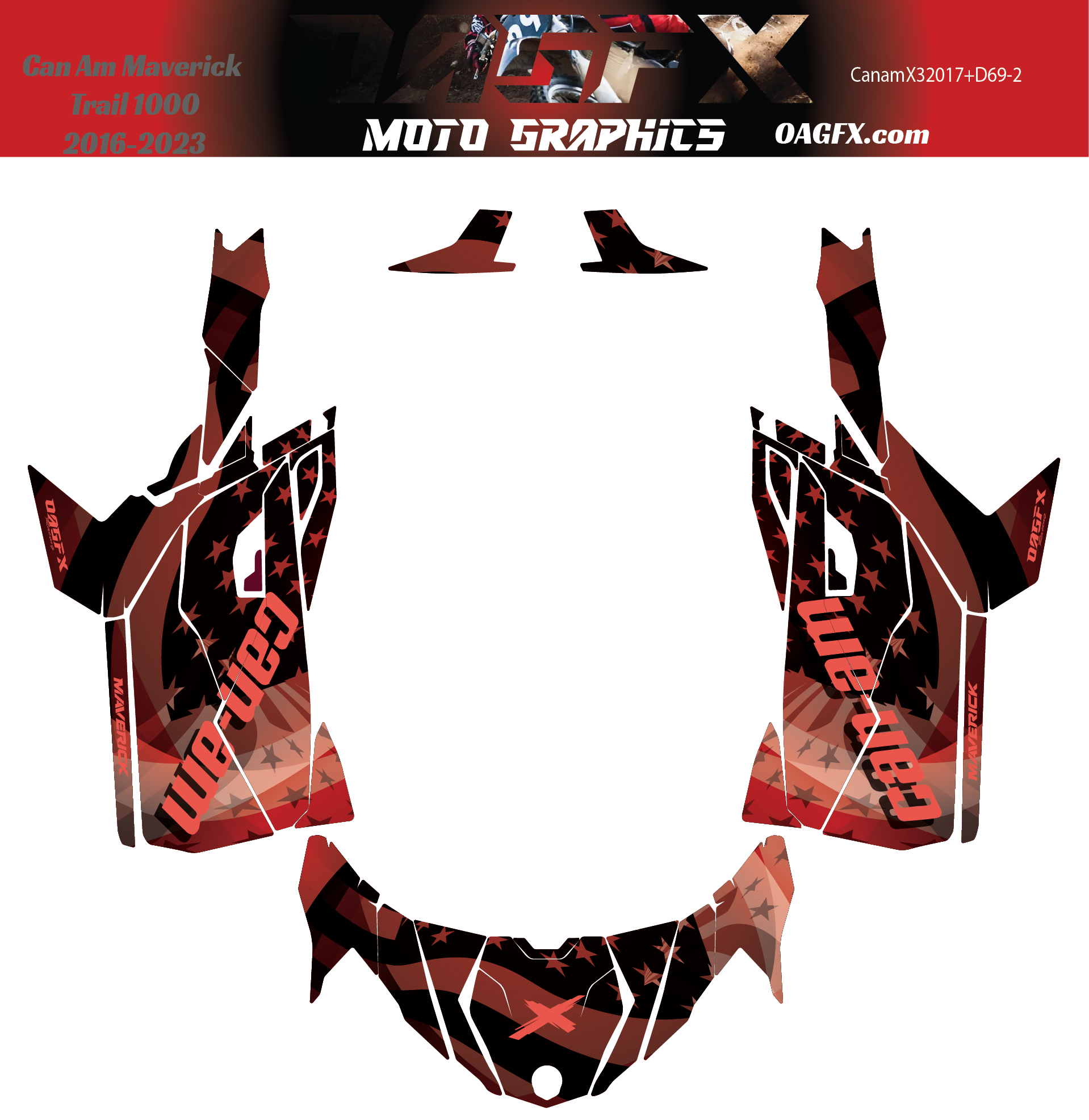 2016-2023 Can Am Maverick Trail 1000 Graphics Kit D69-2 USA Flag