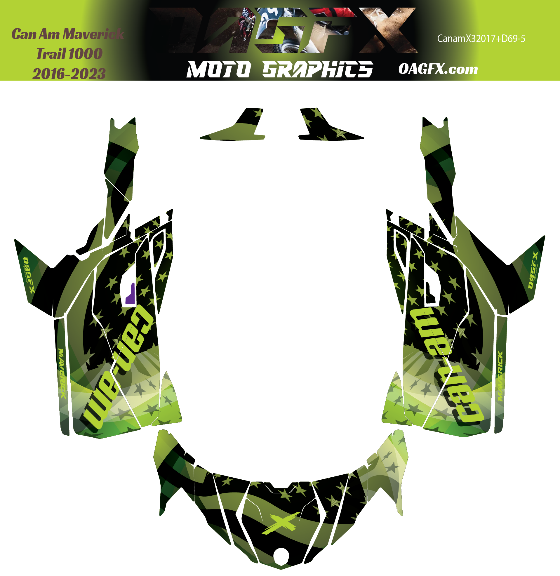 2016-2023 Can Am Maverick Trail 1000 Graphics Kit D69-5 USA Flag