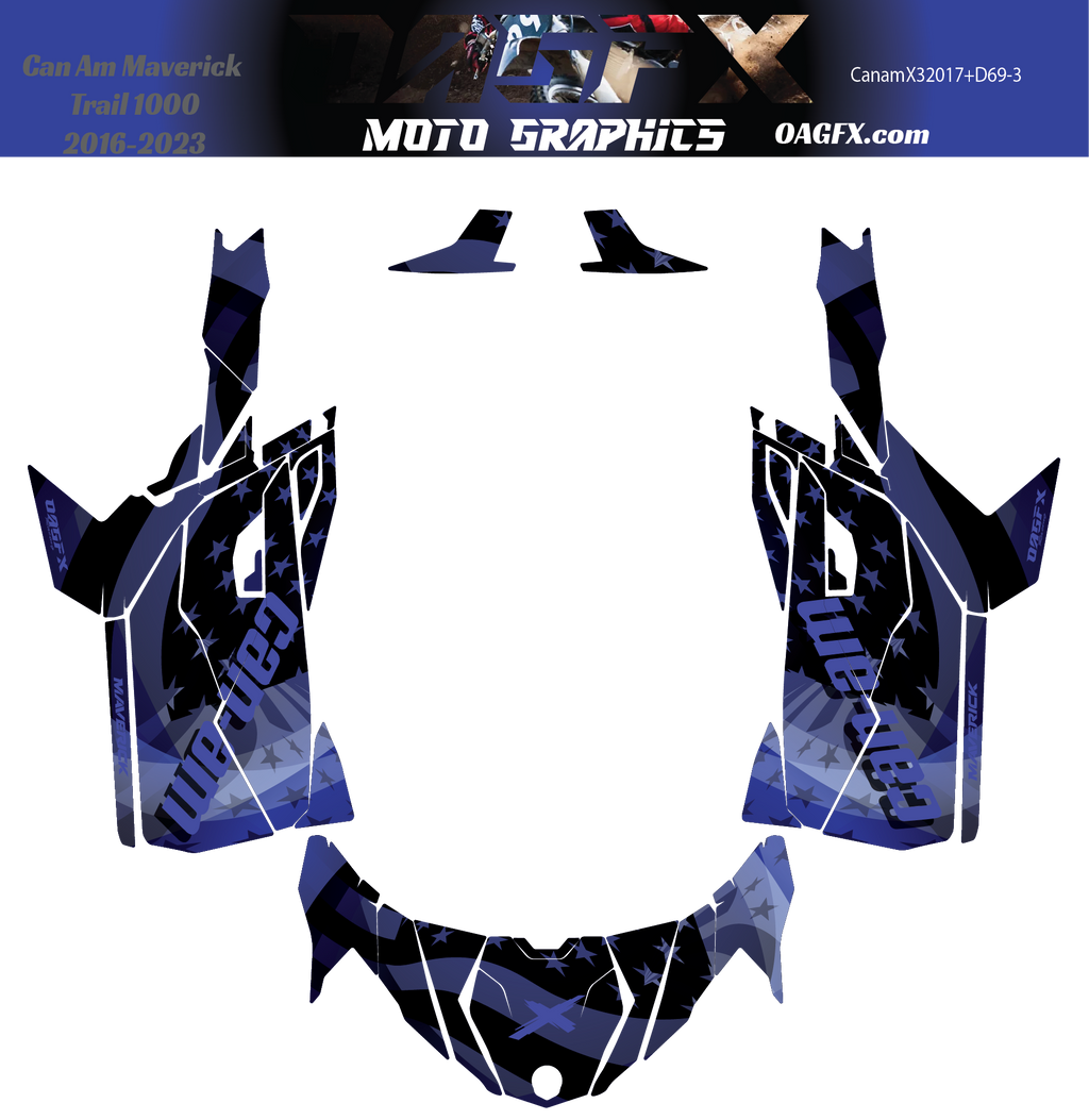 2016-2023 Can Am Maverick Trail 1000 Graphics Kit D69-3 USA Flag