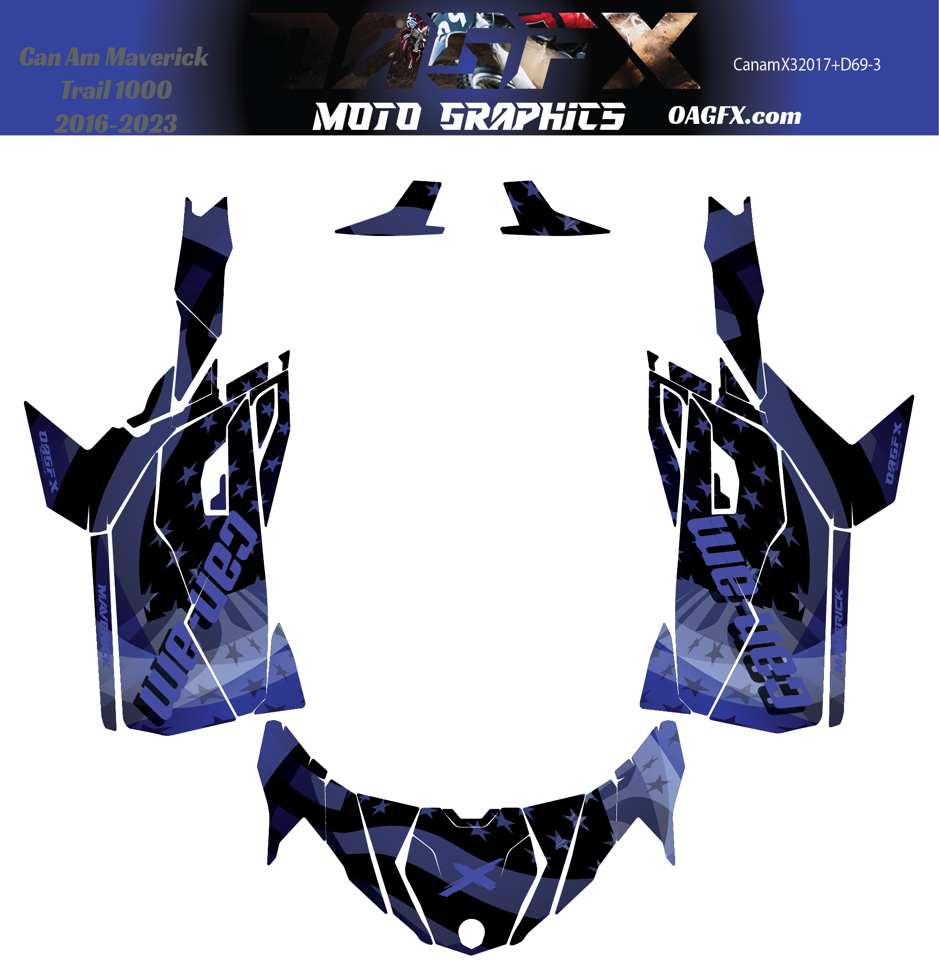 2016-2023 Can Am Maverick Trail 1000 Graphics Kit D69-3 USA Flag