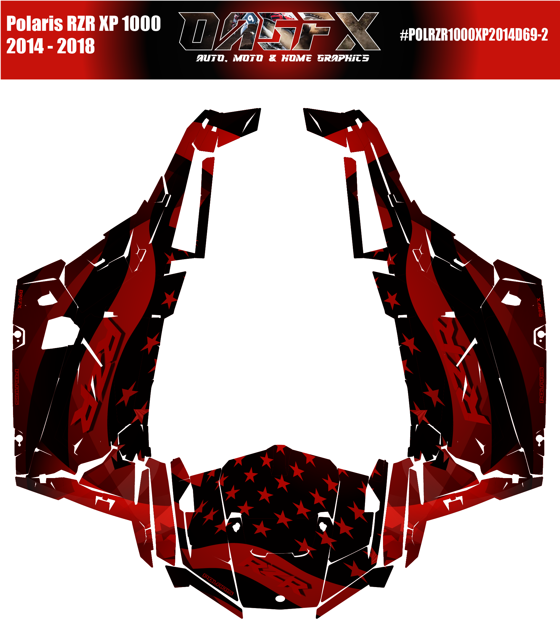 2014 - 2018 Polaris RZR XP 1000 Graphics Kit D69-2 USA Flag Holographic Available