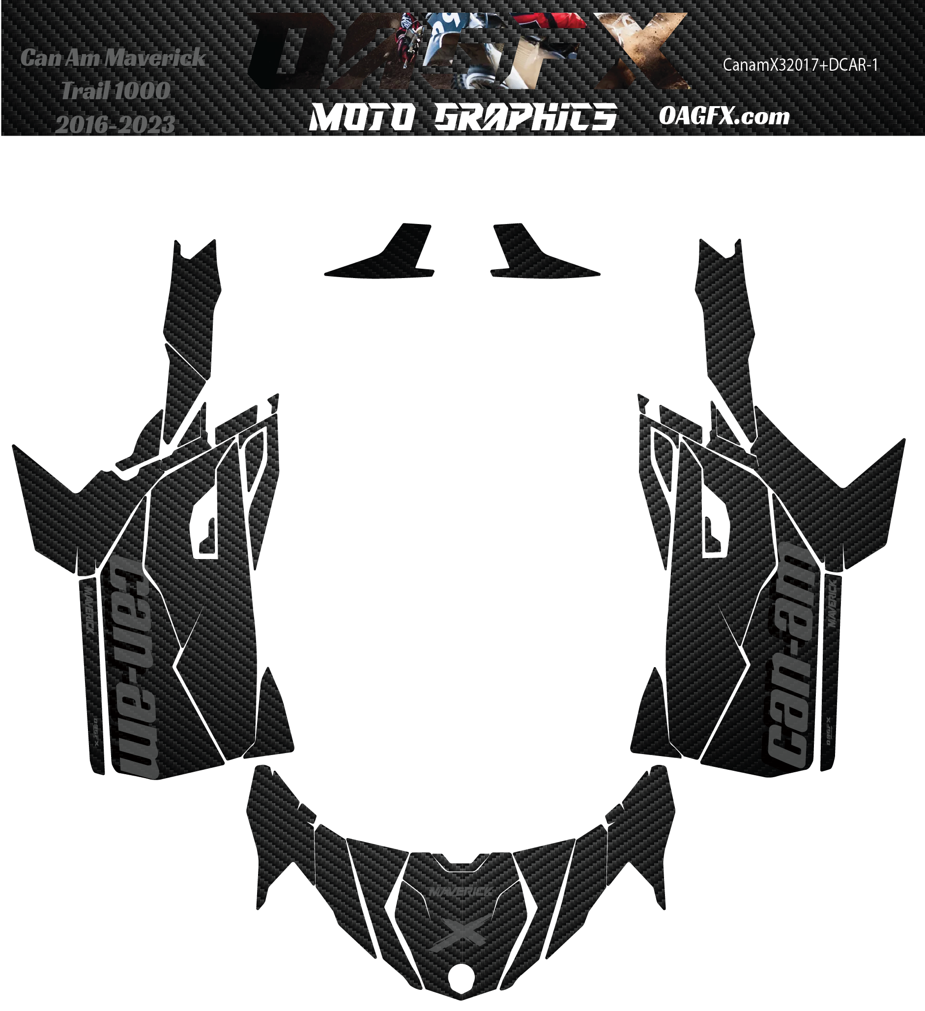 2016-2023 Can Am Maverick Trail 1000 Graphics Kit DCAR-1 Carbon Fiber Print