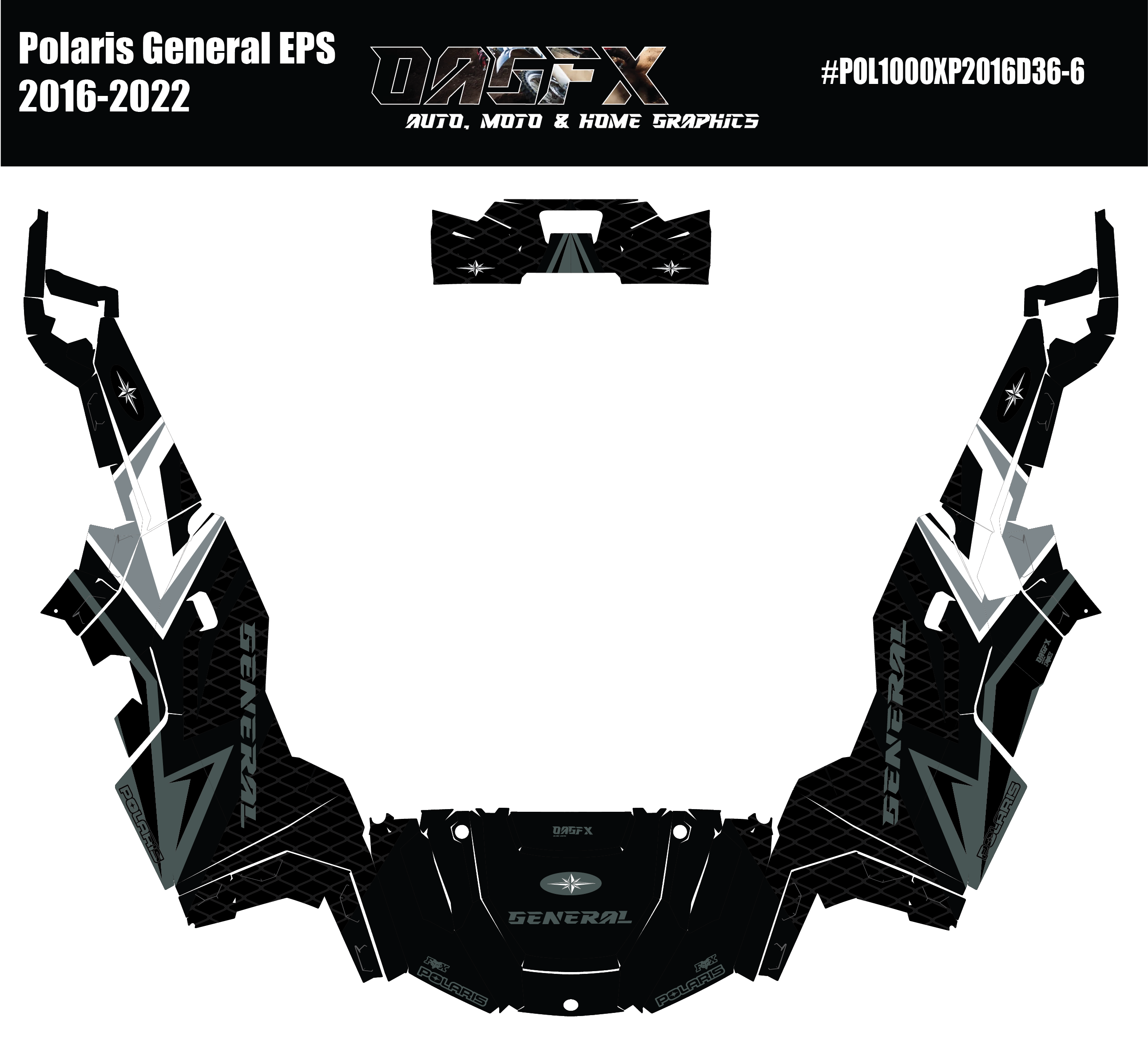 2016-2022 Polaris General EPS 1000 Graphics Kit D36-6 Stealth