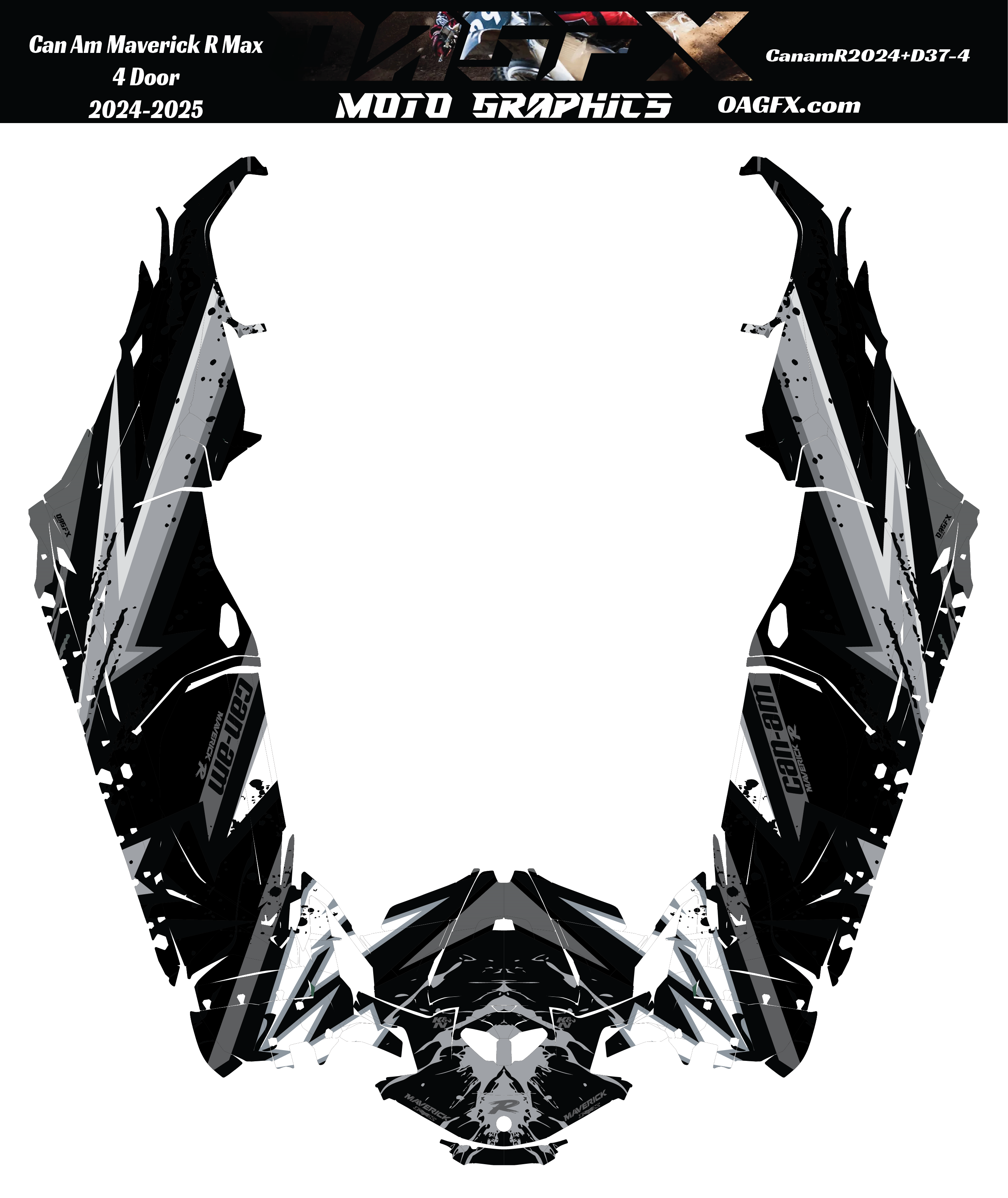 2025 Can Am Maverick R Max 4 Door Graphics Kit   D37-4 Stealth  OAGFX Racing