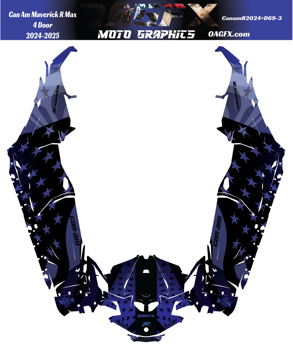 2025 Can Am Maverick R Max 4 Door Graphics Kit   D69-3 USA Flag  OAGFX Racing