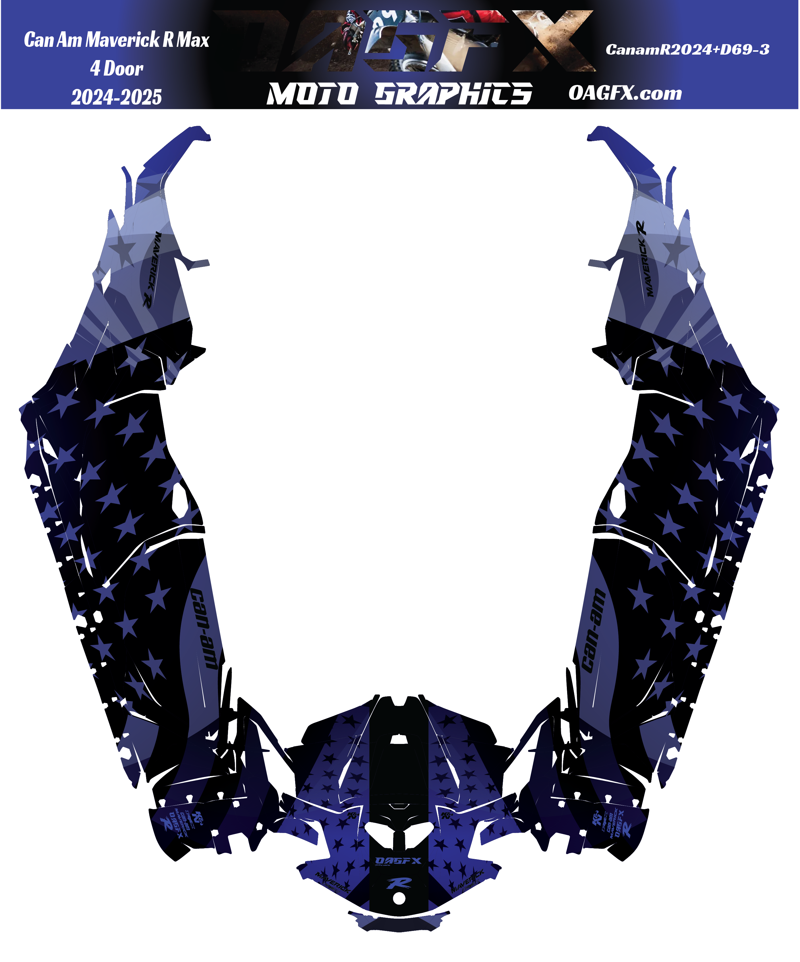 2025 Can Am Maverick R Max 4 Door Graphics Kit   D69-3 USA Flag  OAGFX Racing