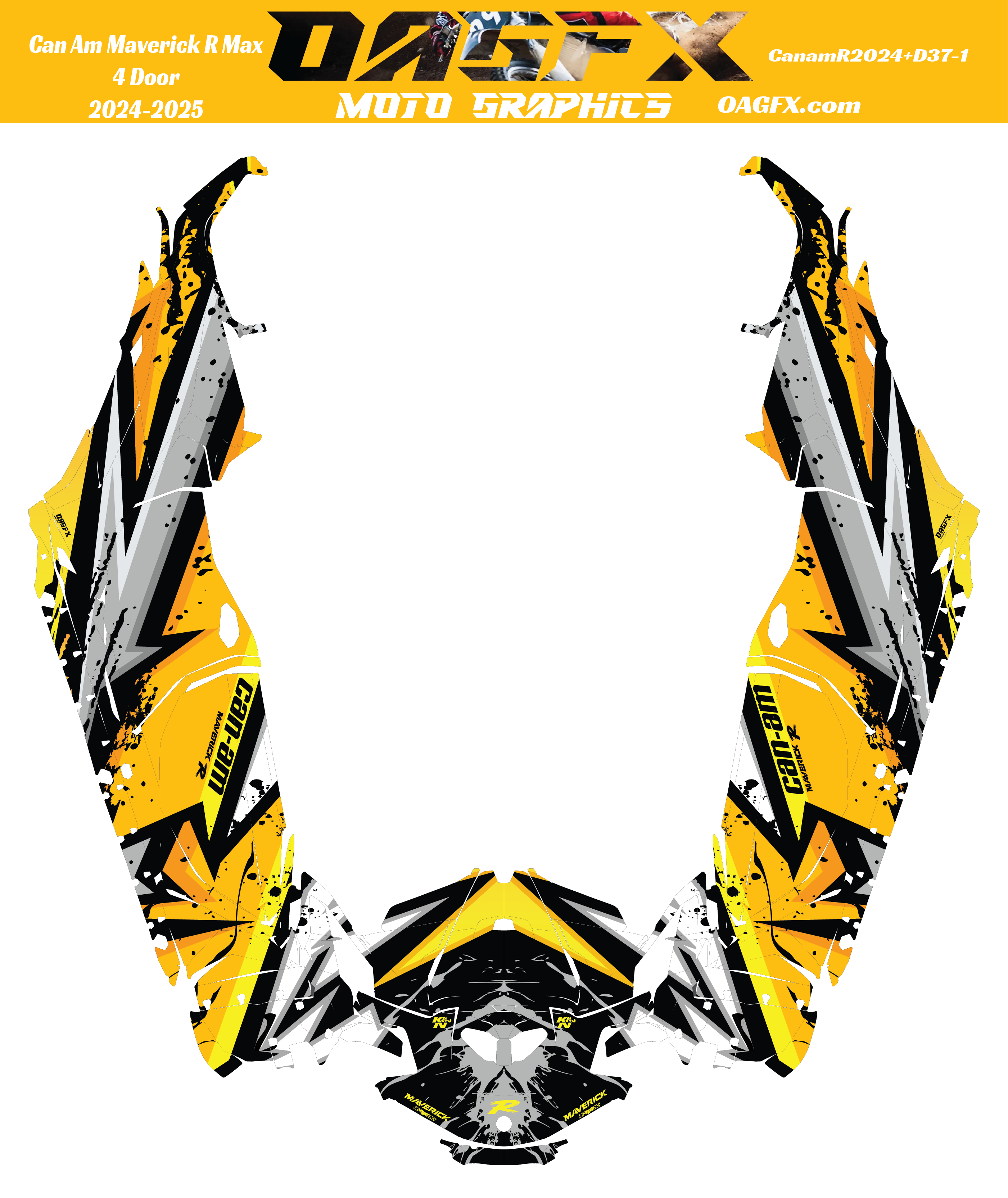 2025 Can Am Maverick R Max 4 Door Graphics Kit   D37-1  OAGFX Racing