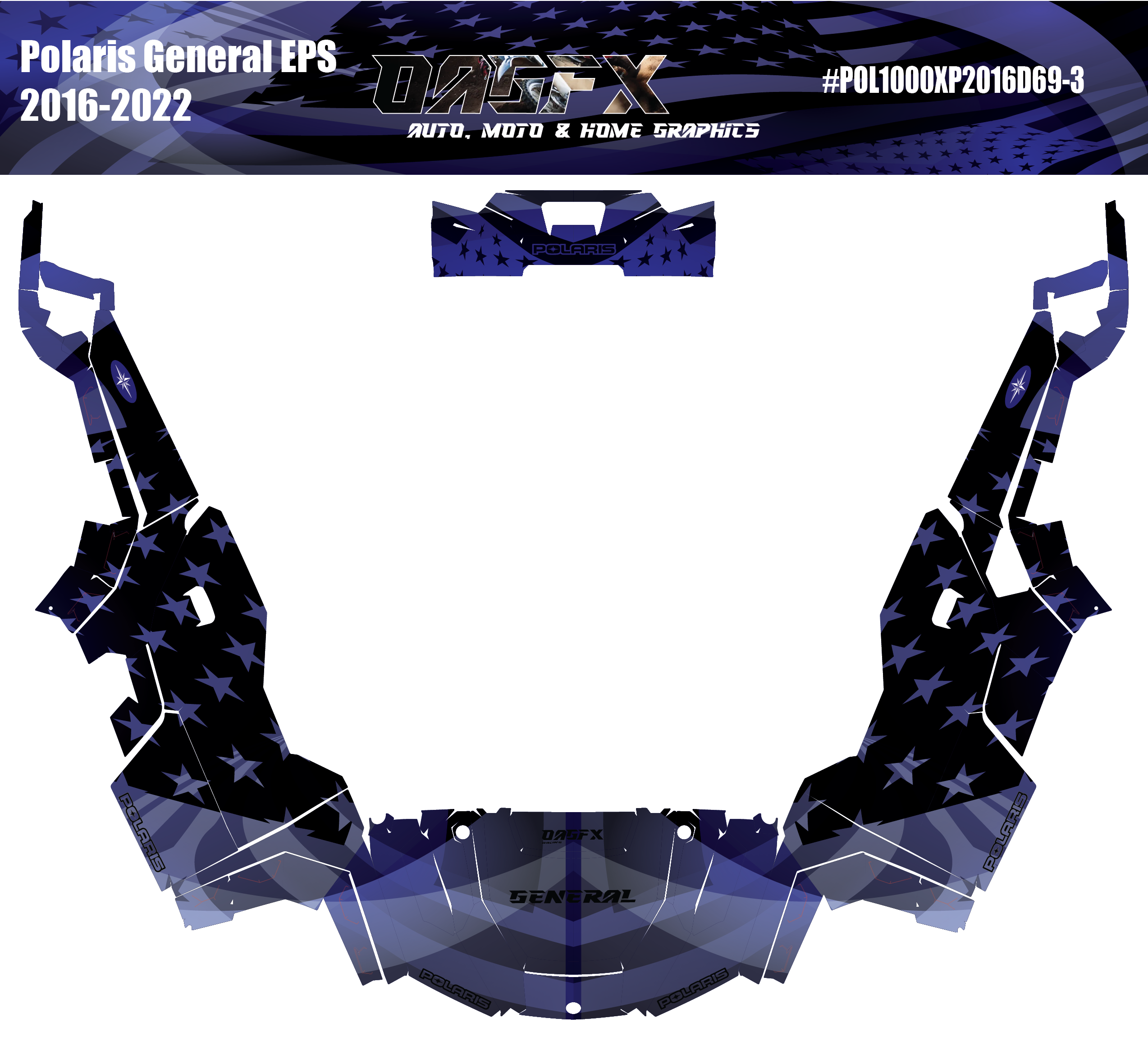 2016-2022 Polaris General EPS 1000 Graphics Kit D69-3 USA