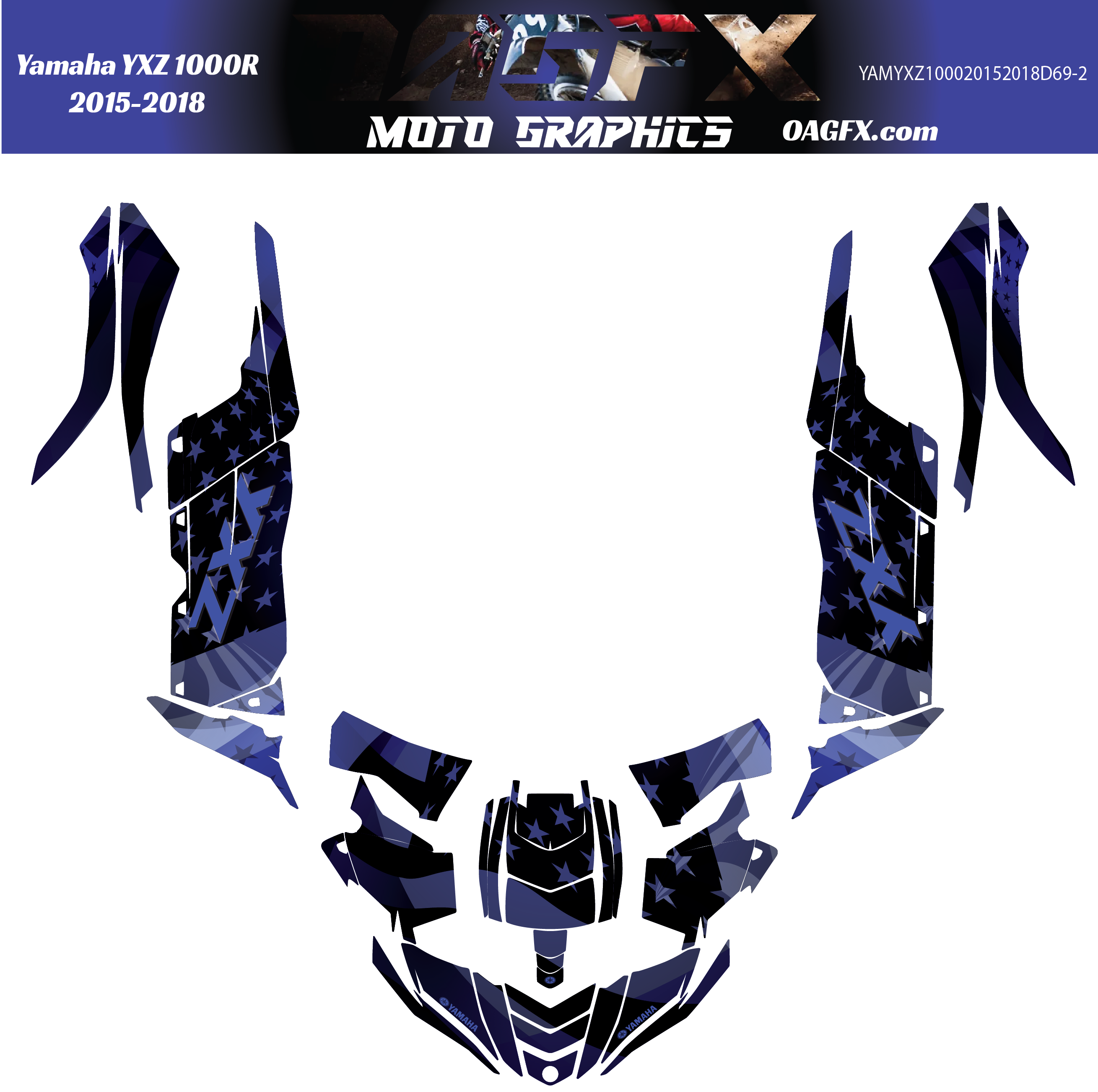 2015 - 2018 OAGFX Yamaha YXZ 1000 Graphics Kit D69-2 USA Flag