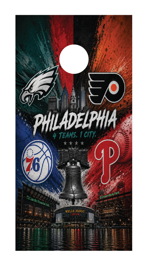 Corn Hole Board Wrap - Philadelphia Sports Flyers Sixers Eagles Phillies D2