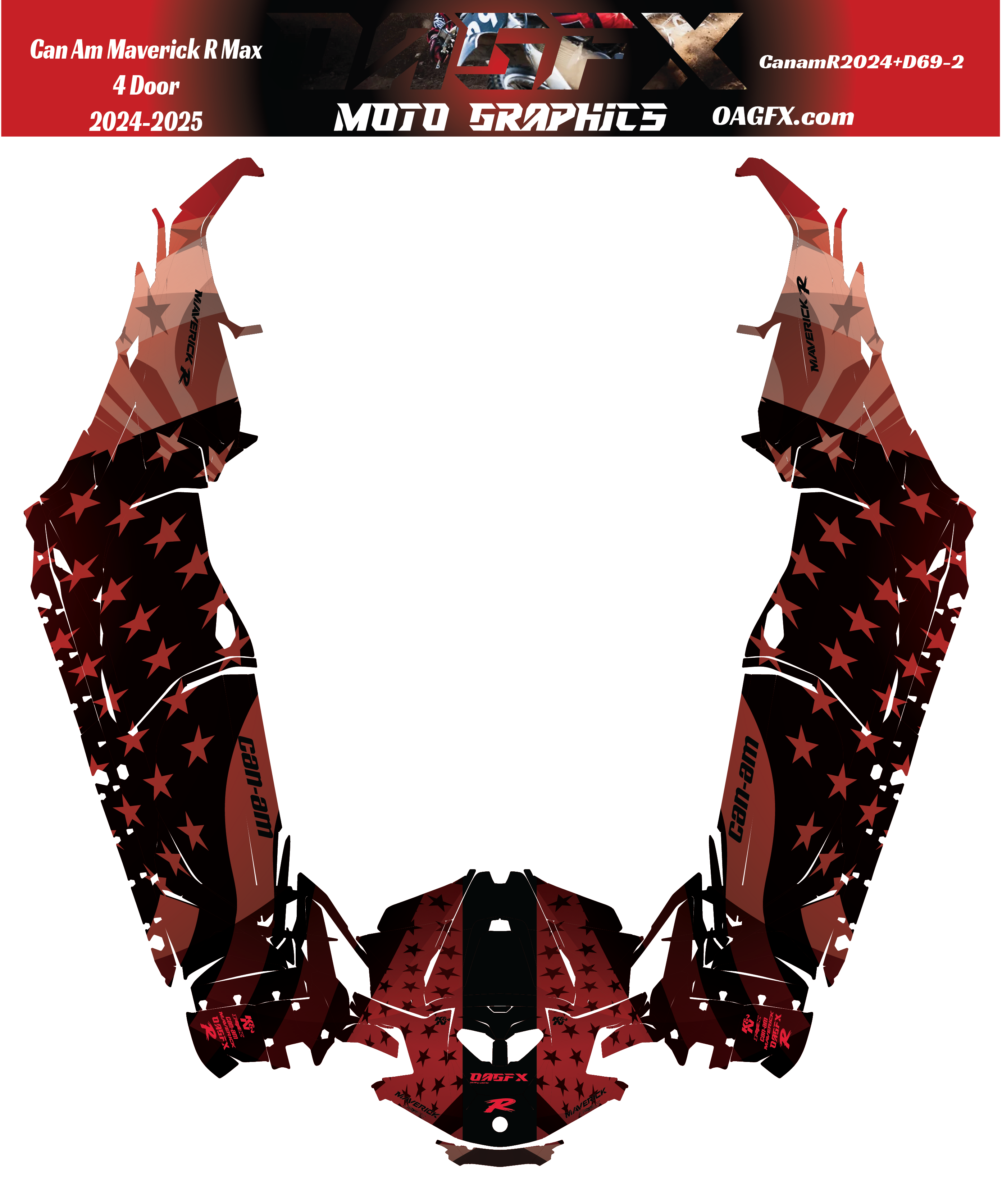 2025 Can Am Maverick R Max 4 Door Graphics Kit   D69-2 USA Flag  OAGFX Racing