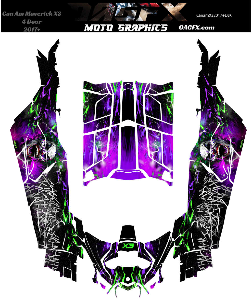 2017-2024 Can Am X3 Max 4 Door Maverick RR DS Joker Graphics Kit  DJK Joker