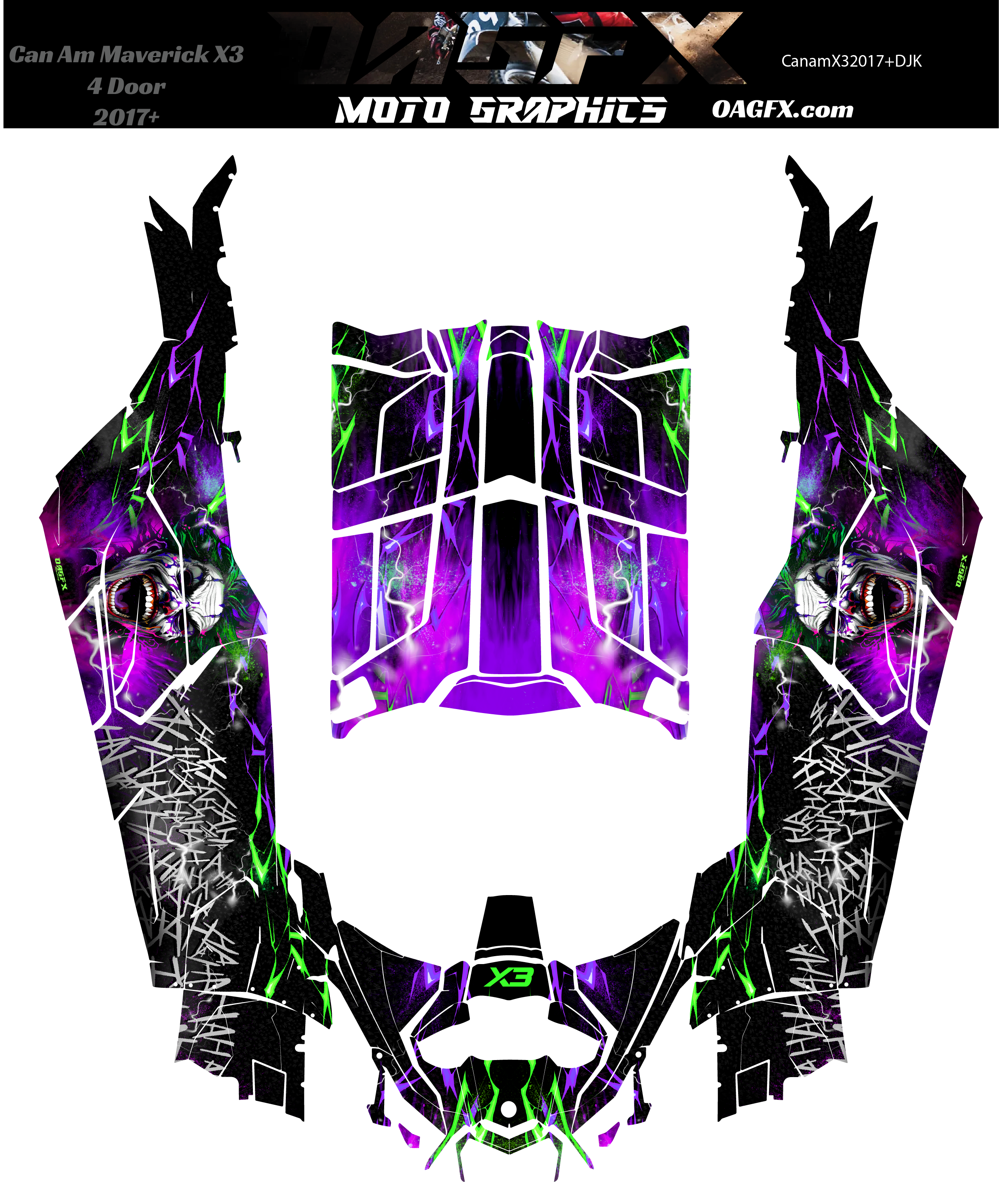 2017-2024 Can Am X3 Max 4 Door Maverick RR DS Joker Graphics Kit  DJK Joker
