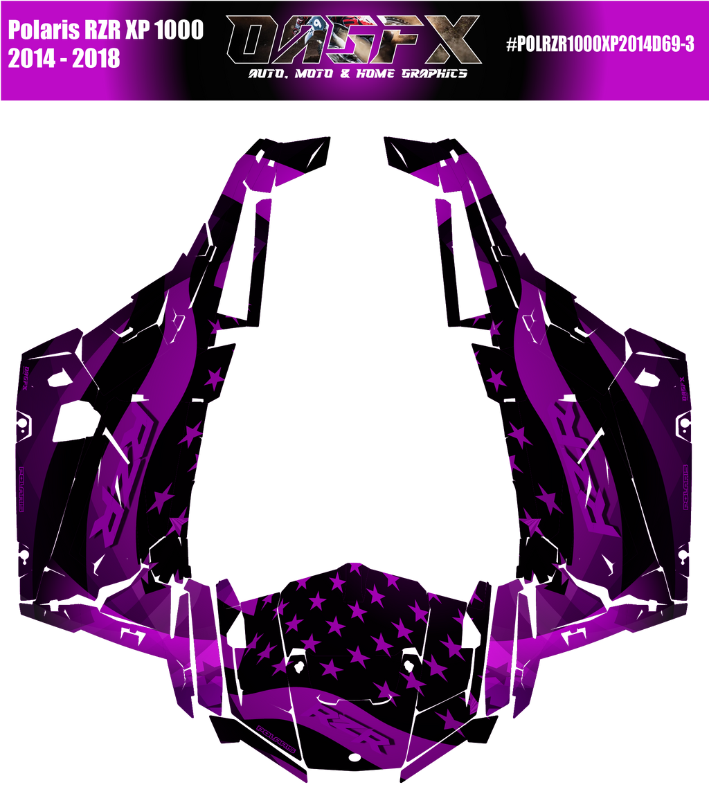 2014 - 2018 Polaris RZR XP 1000 Graphics Kit D69-3 USA Flag Now Available in Holographic