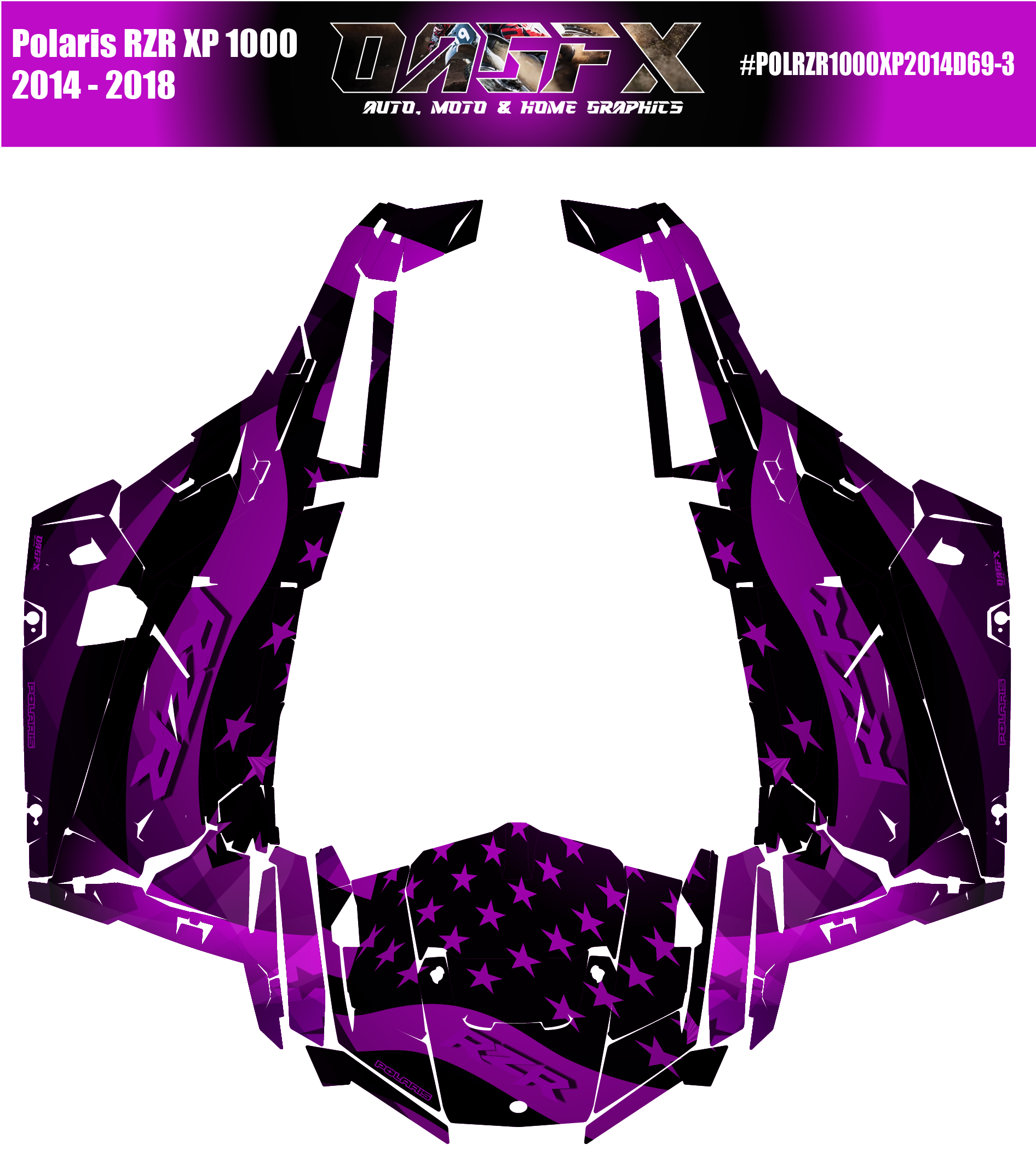 2014 - 2018 Polaris RZR XP 1000 Graphics Kit D69-3 USA Flag Now Available in Holographic