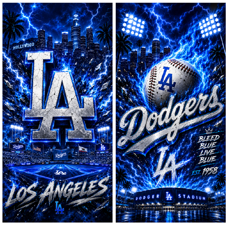 Los Angeles Dodgers Cornhole Board Skins (Pair) Wild