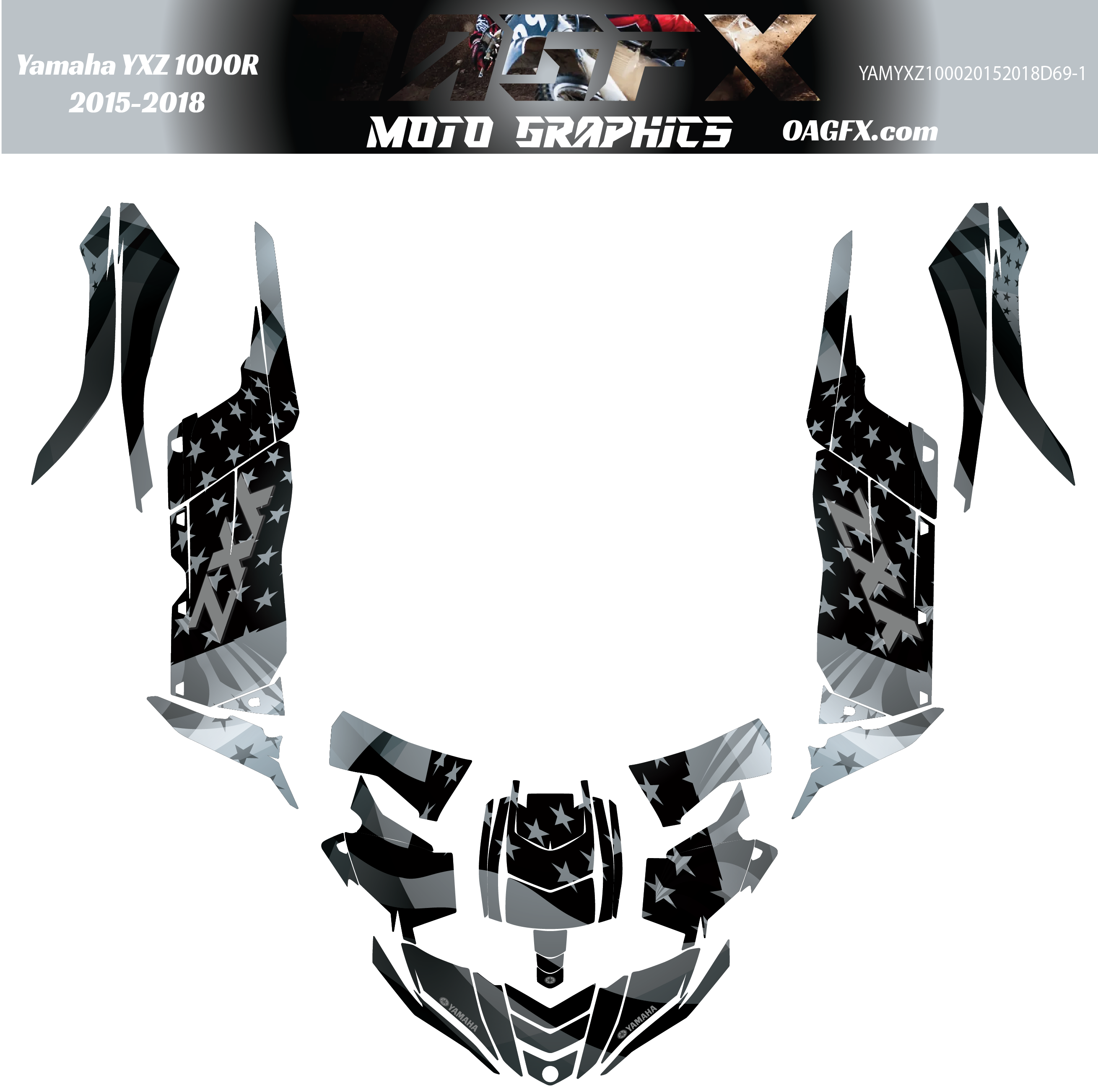 2015 - 2018 OAGFX Yamaha YXZ 1000 Graphics Kit D69-1 USA Flag