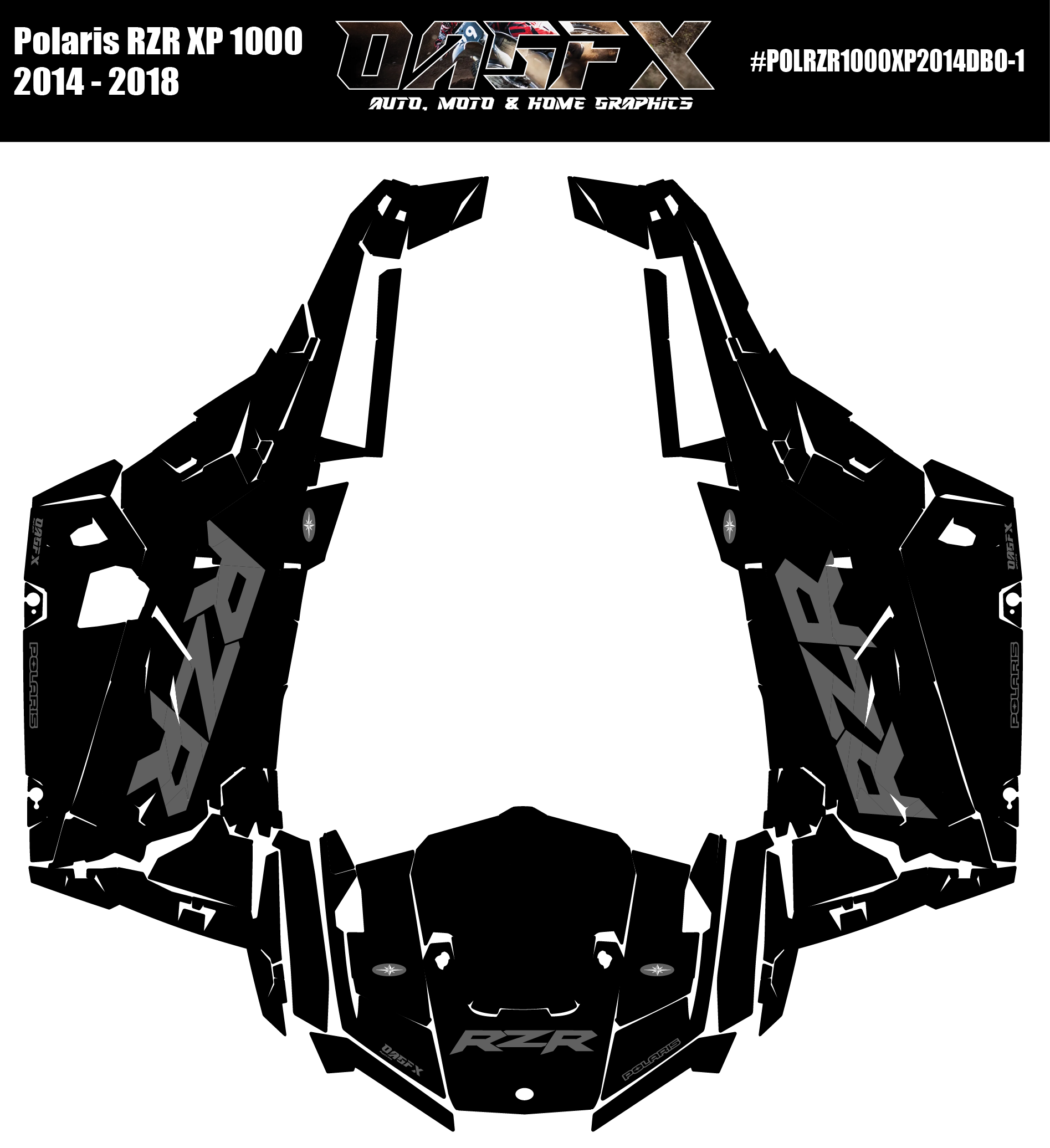 2014 - 2018 Polaris RZR XP 1000 Graphics Kit DBO-1 Blackout