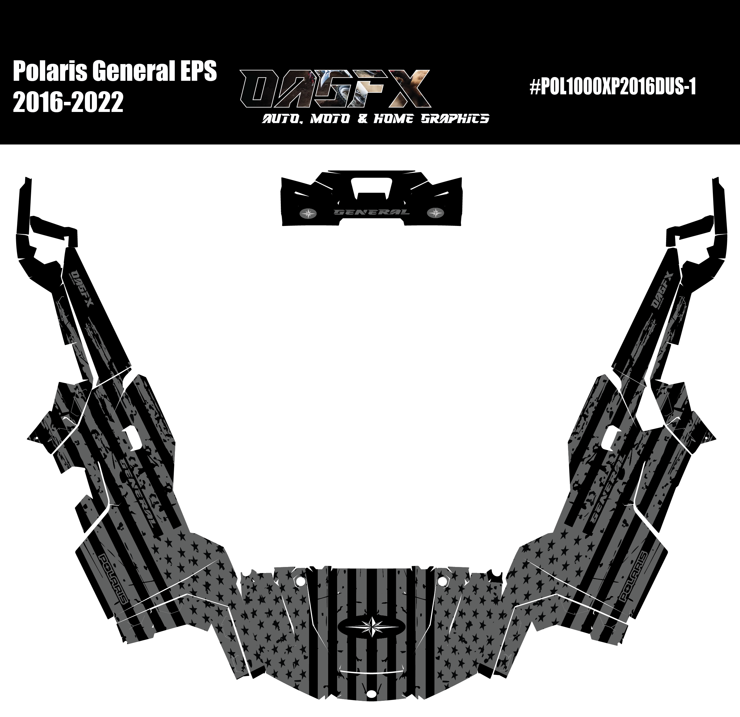 2016-2022 Polaris General EPS 1000 Graphics Kit DUS-1 USA Flag